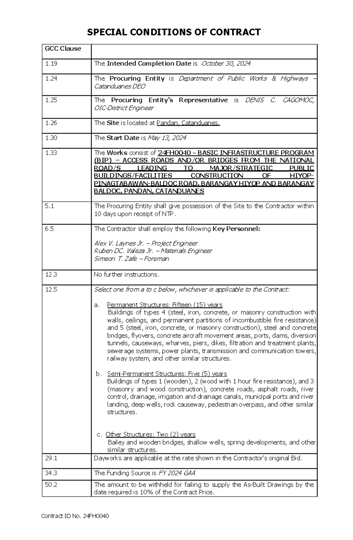 24FH0040 - SCC - Special Contract Condition - Contract ID No. 24FH ...