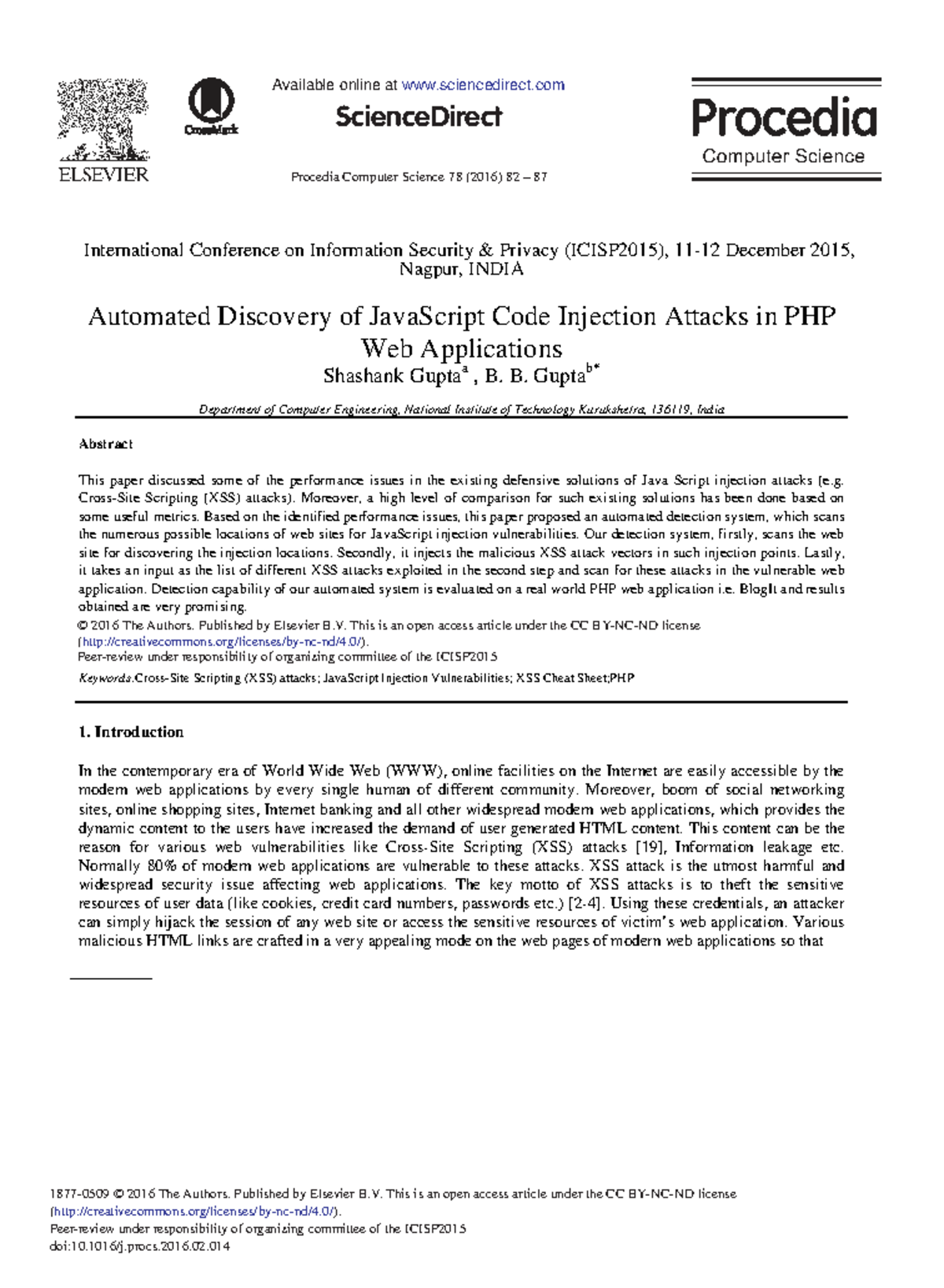 Automated Detection of JavaScript Injection Attacks in PHP Apps ...