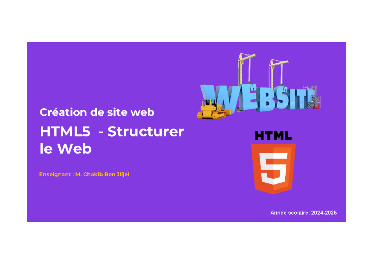 HTML5 - Structurer le Web - Notes de Cours 2025 - Studocu
