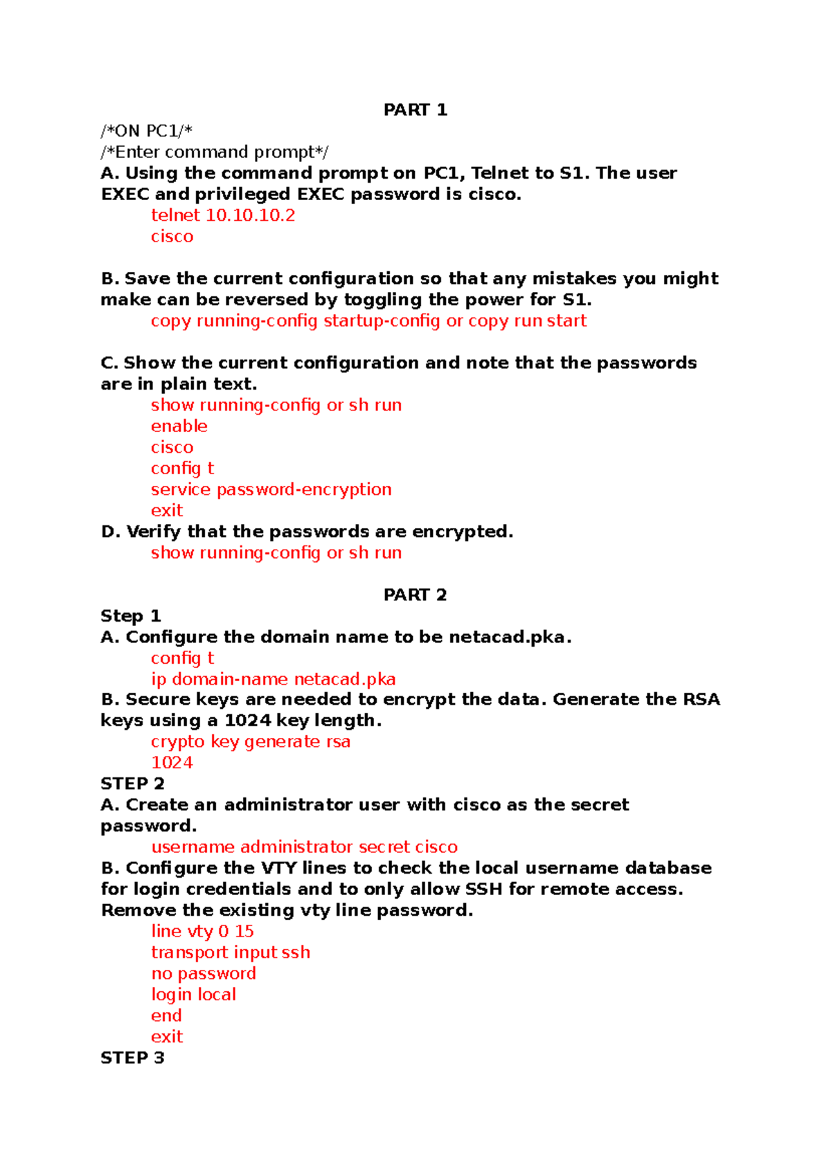 SSH Configuration Guide for Networking (Config SSH) - Studocu