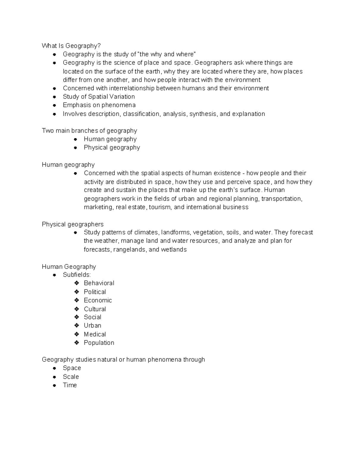GEO - Lecture Notes 6: Understanding Geography and Its Branches - Studocu