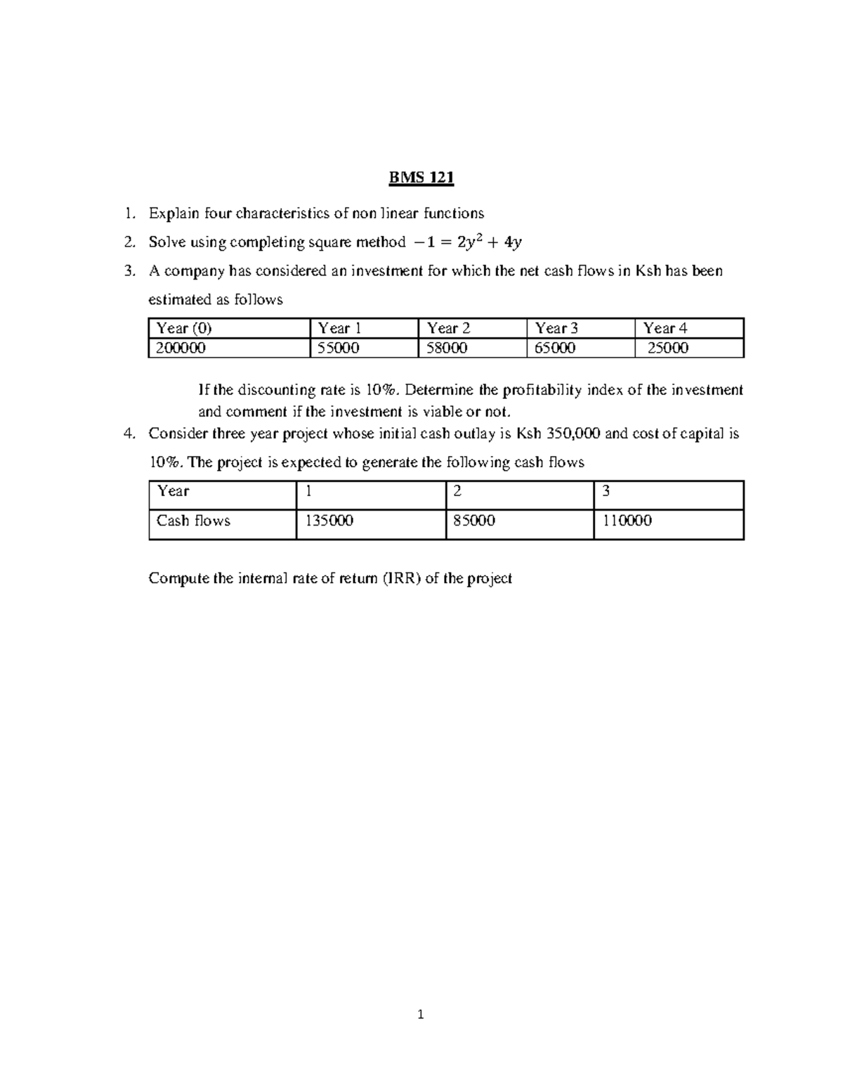 Bms 102 assg - Revision & Assignment - 1 BMS 121 Explain four ...