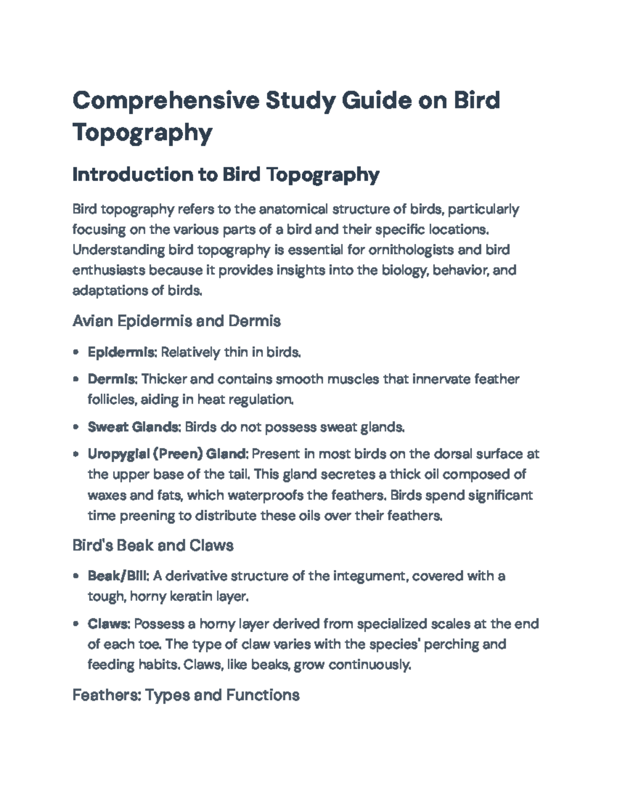 Comprehensive Study Guide: Bird Topography Insights (Course Code ...