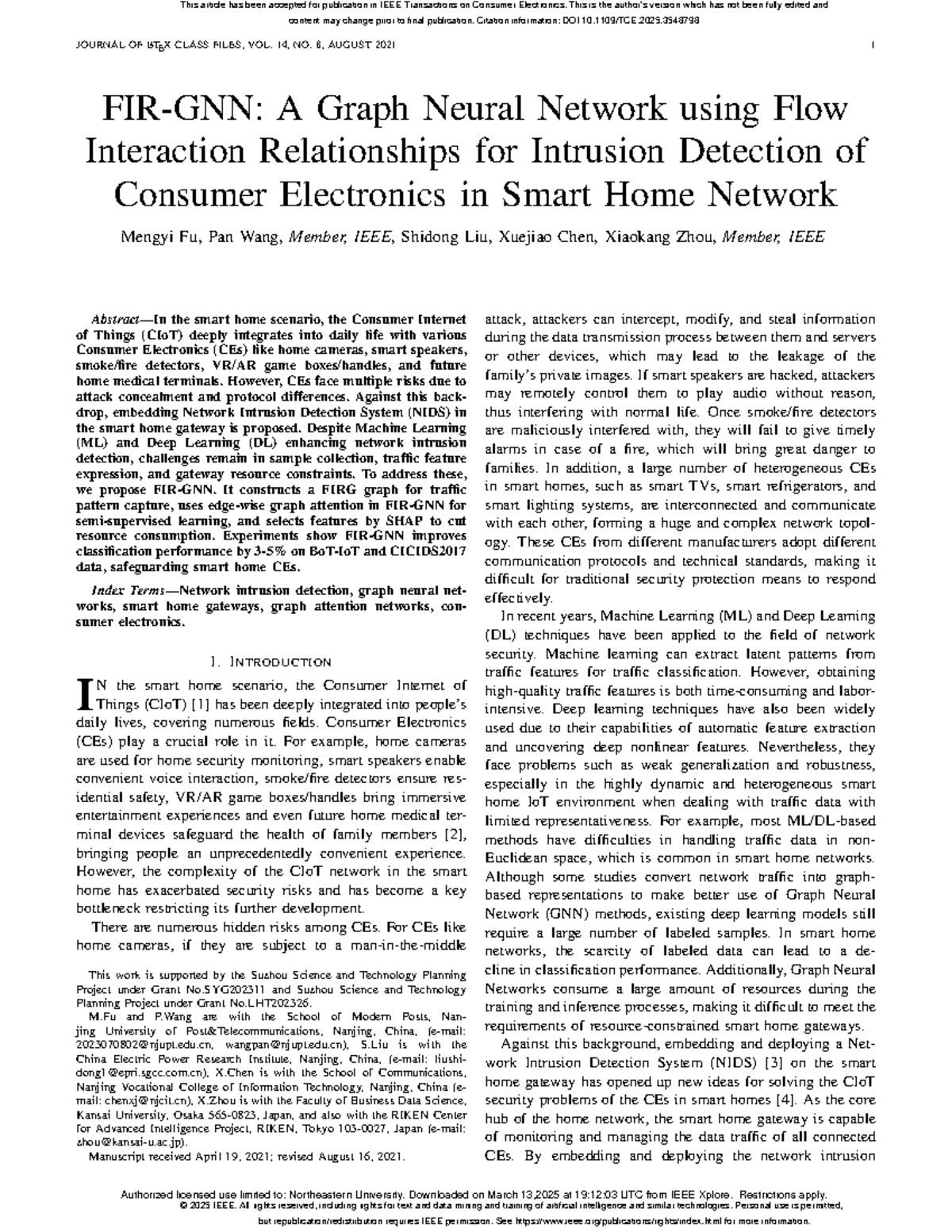 FIR-GNN: Graph Neural Network for Intrusion Detection in Smart Homes ...