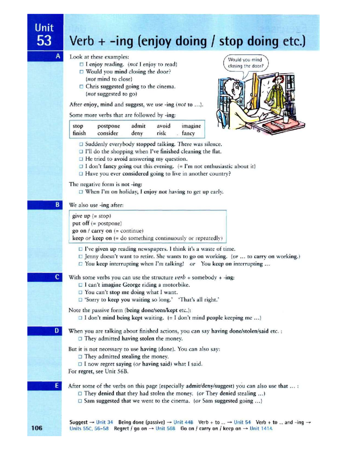 Unit 53 Verb Patterns: Enjoy, Mind, Suggest, and More - Studocu