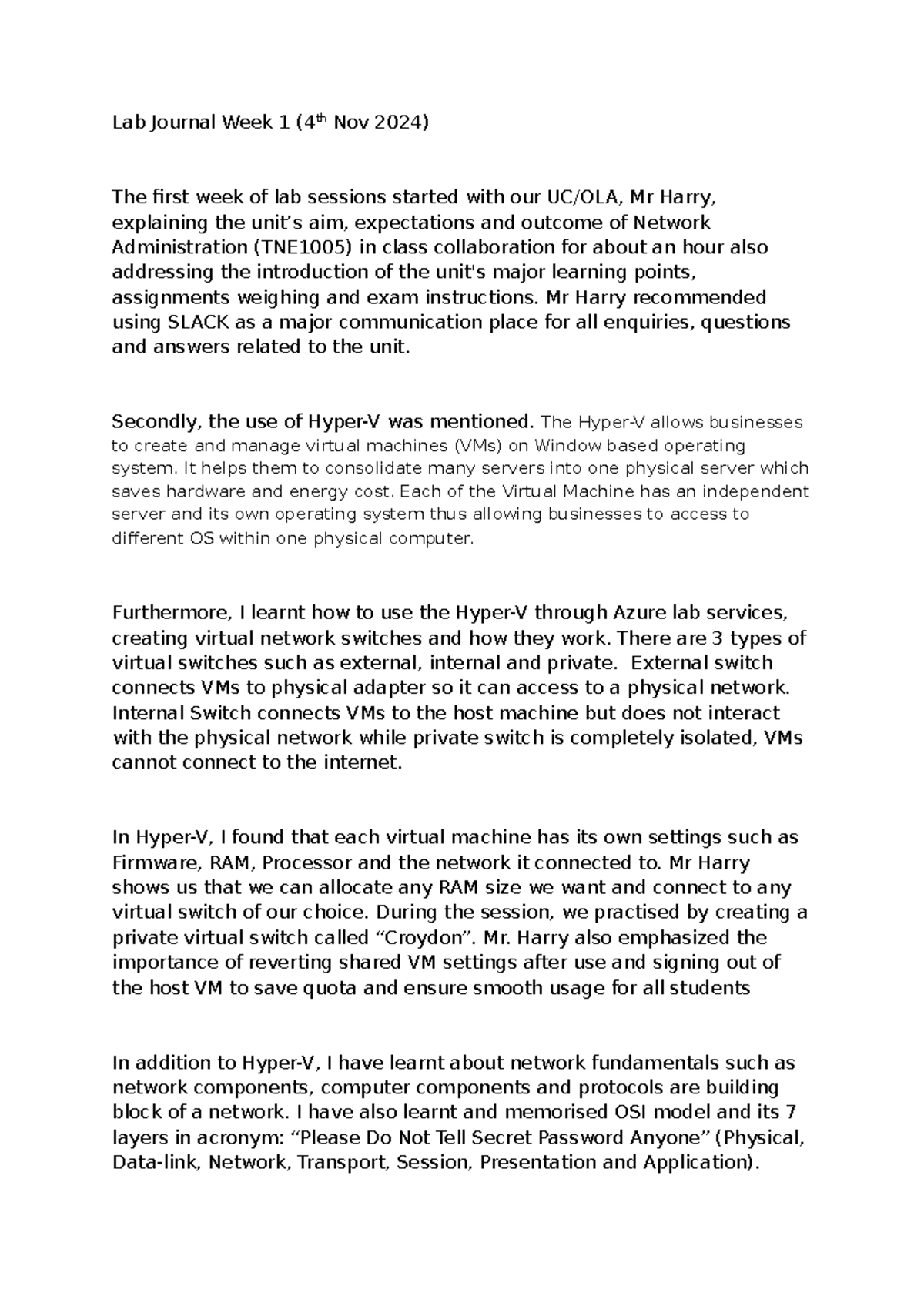 Lab Journals Week 1 - 3 - Lab Journal Week 1 (4th Nov 2024) The first ...