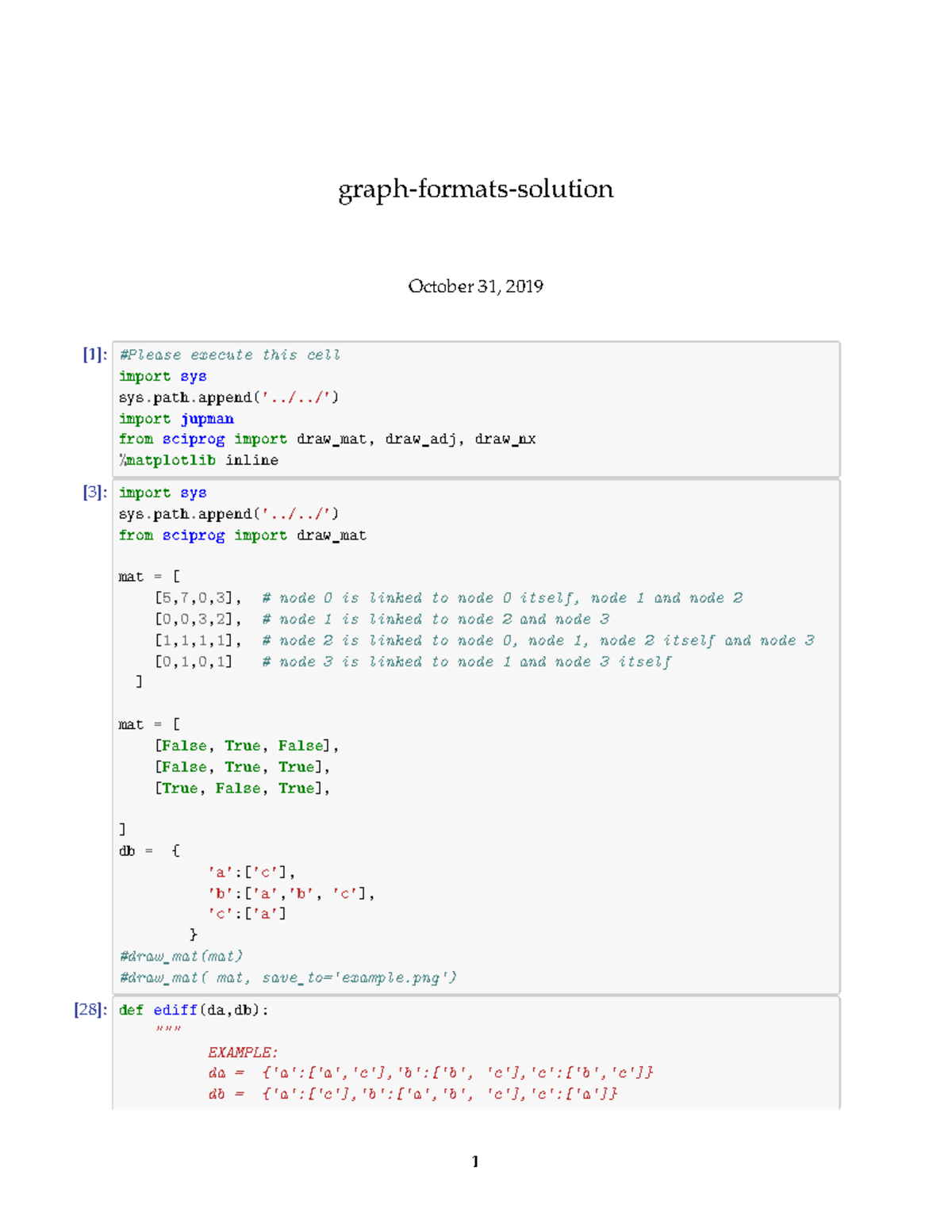 Graph Formats Solution: Python Code for Adjacency Lists and Matrices ...