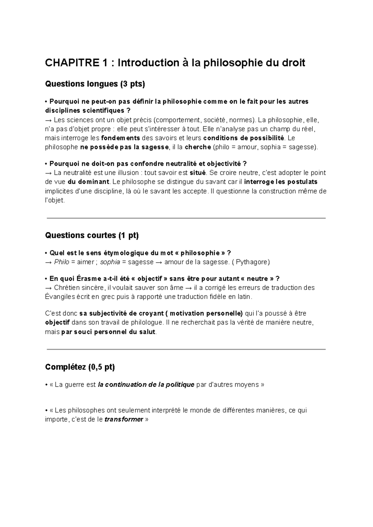 Chapitre 1 : Introduction à la Philosophie du Droit - Notes et ...