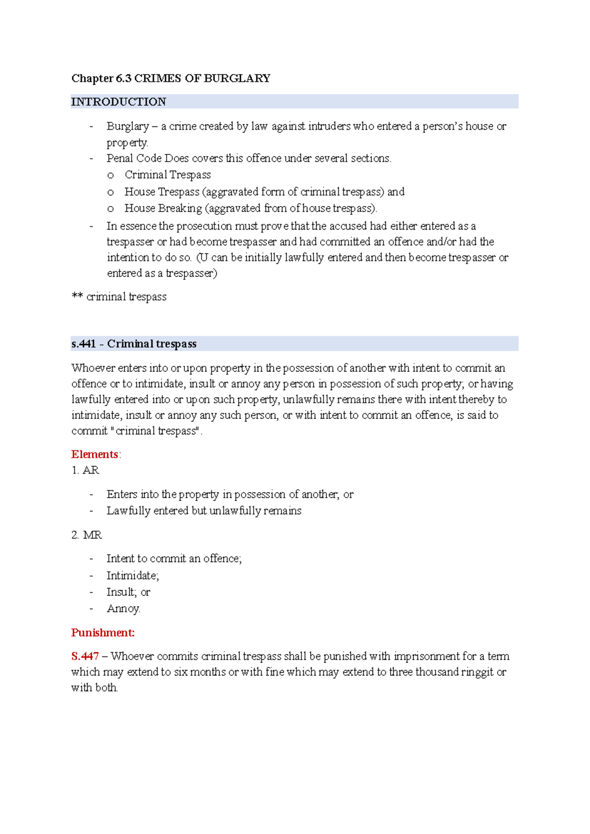 Chapter 6.3: Understanding Burglary Laws and Penal Code Provisions ...