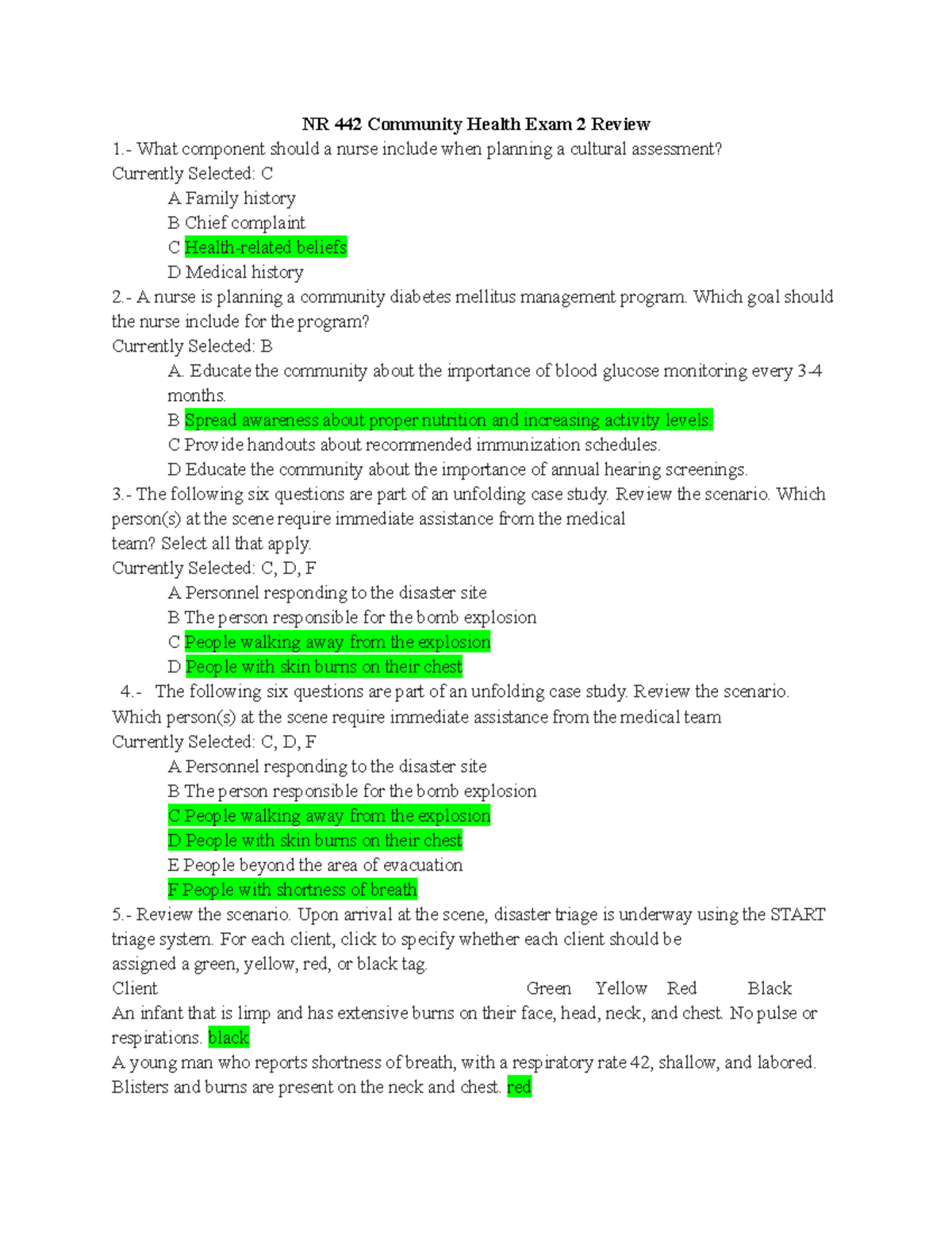 NR 442 Community Health Exam 2: Key Concepts and Review Notes - Studocu