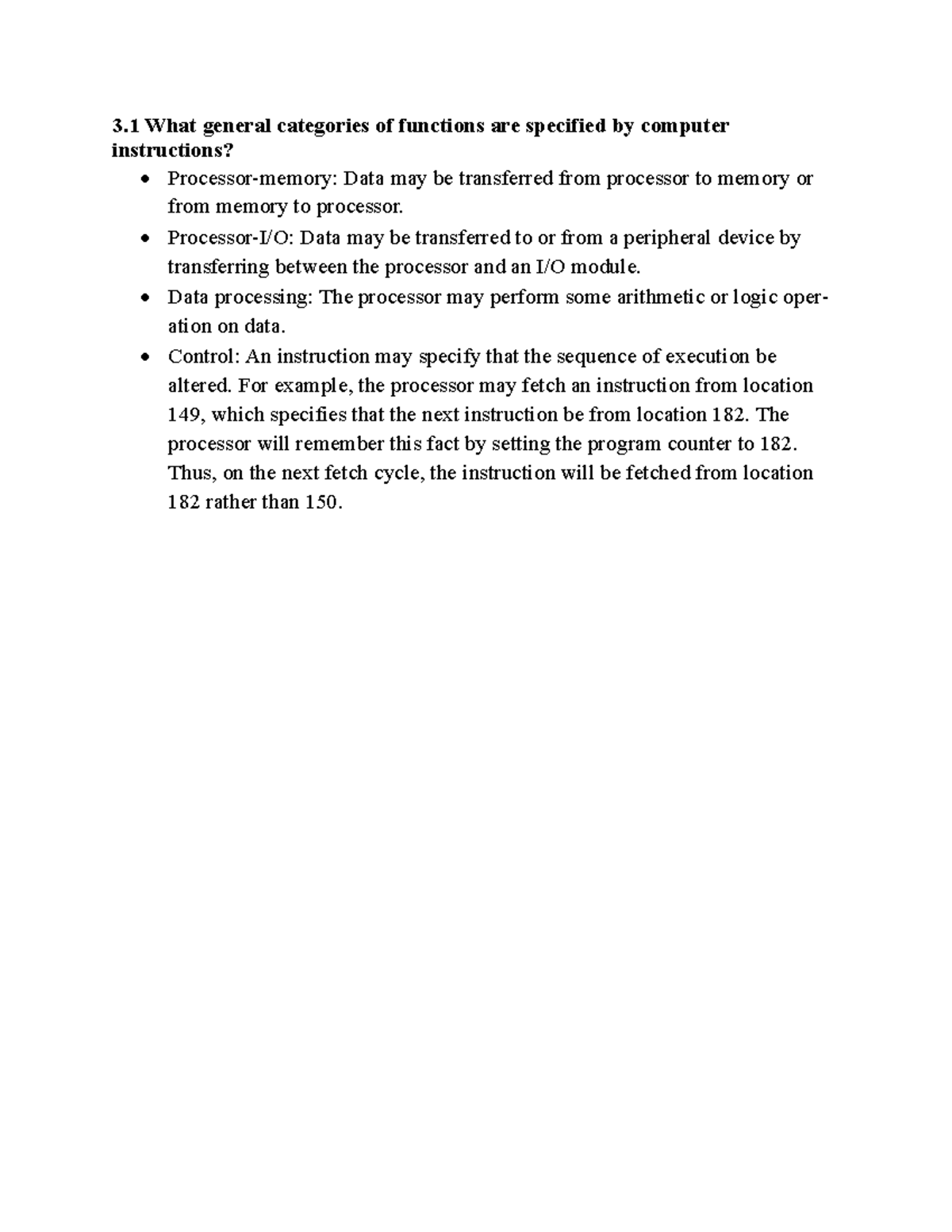 3.1 General Categories of Functions in Computer Instructions - Studocu