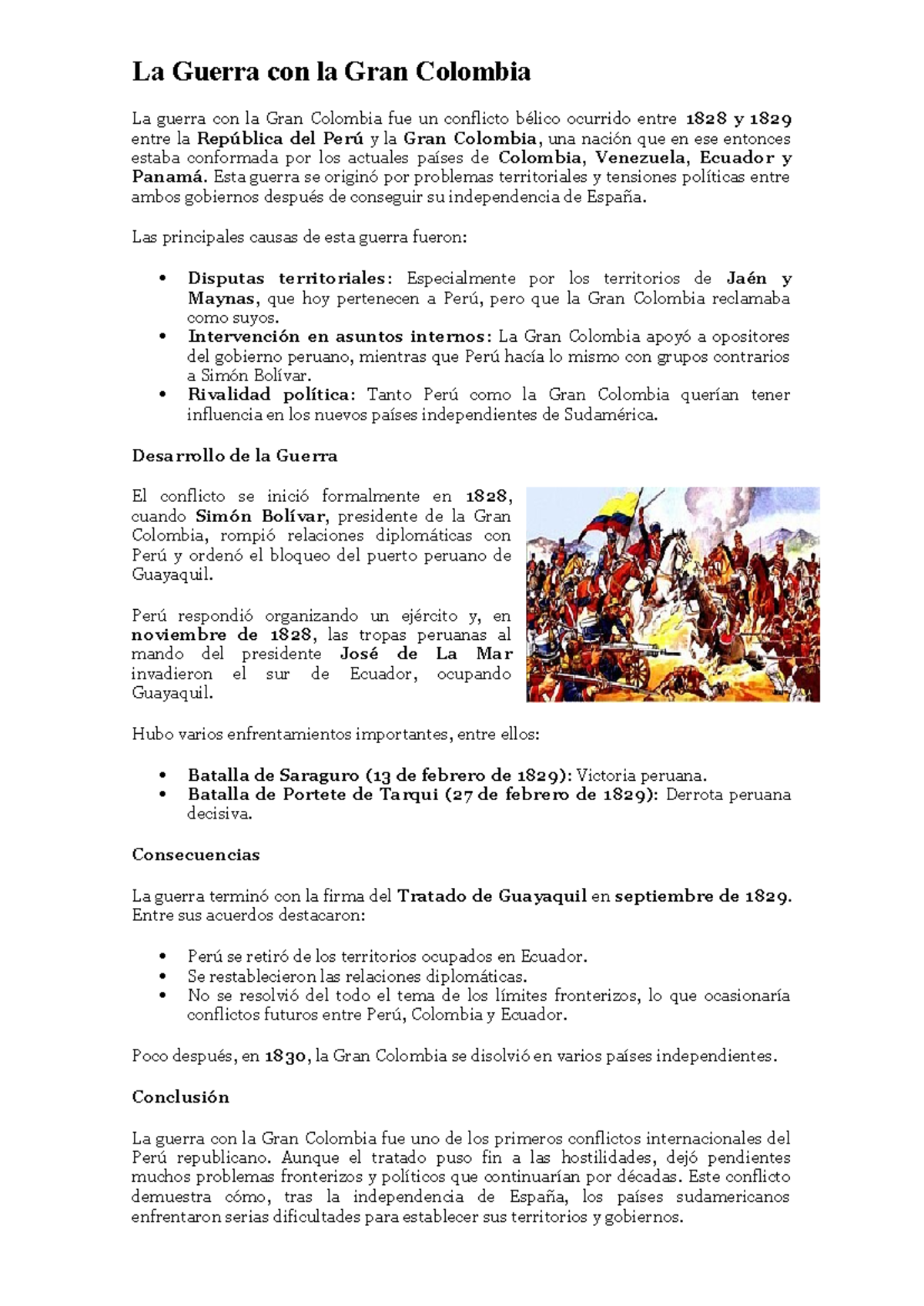 La Guerra con la Gran Colombia (1828-1829): Causas y Consecuencias ...