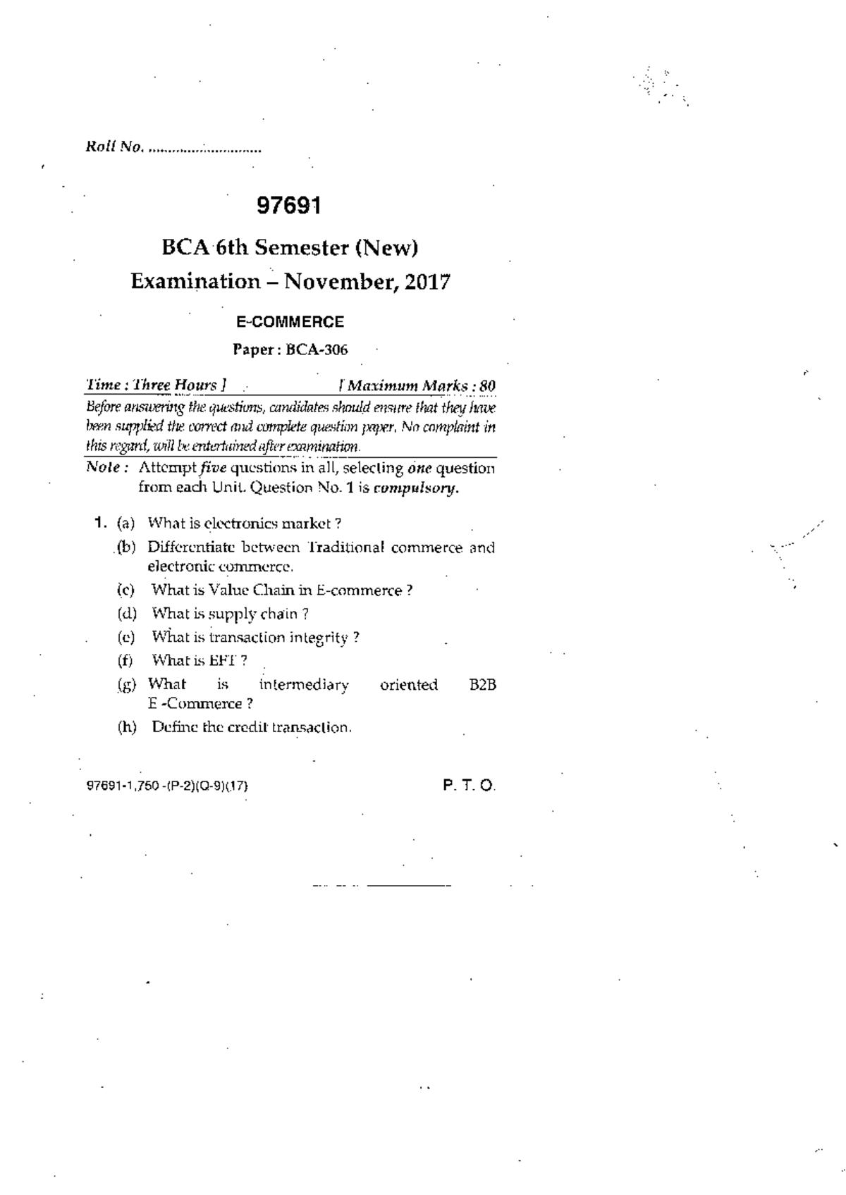 EC(6th) Dec 2017 - E-Commerce Question Paper Analysis - Studocu