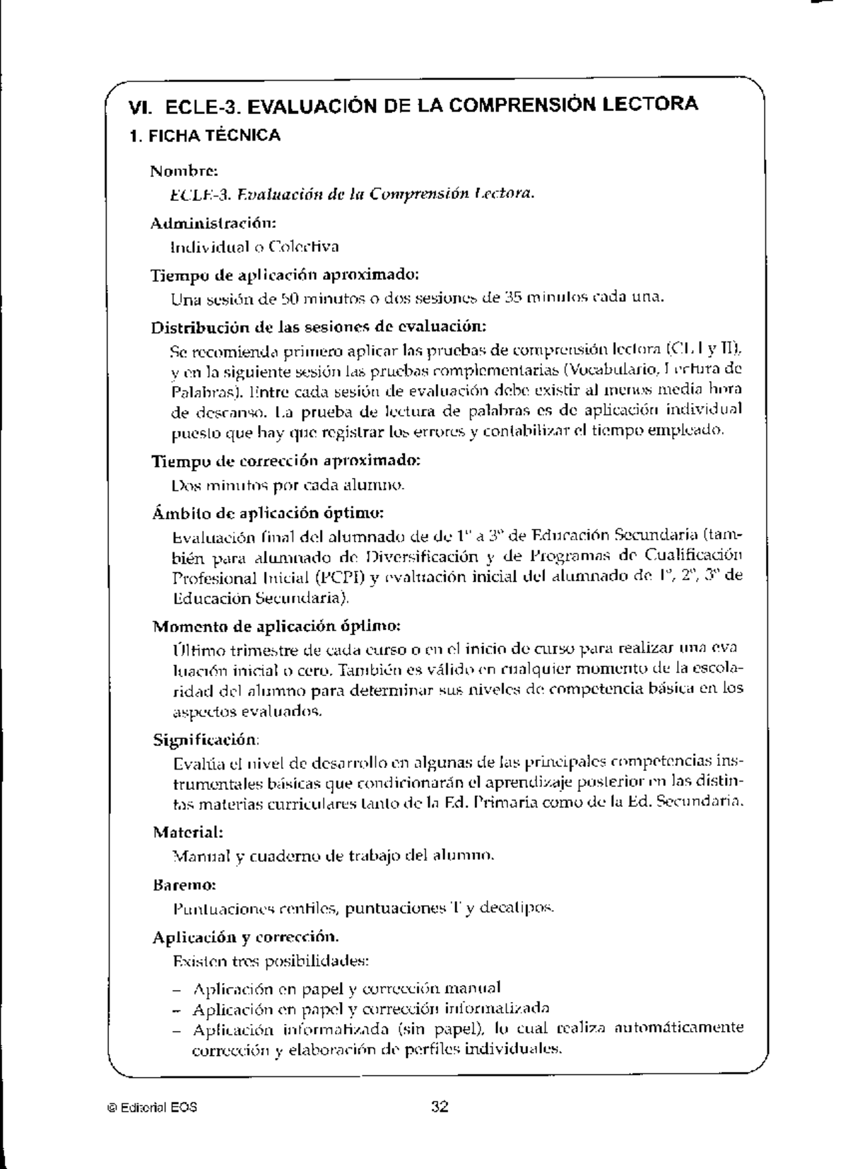 Evaluación de la Comprensión Lectora - Manual ECLE 3 - Document Preview