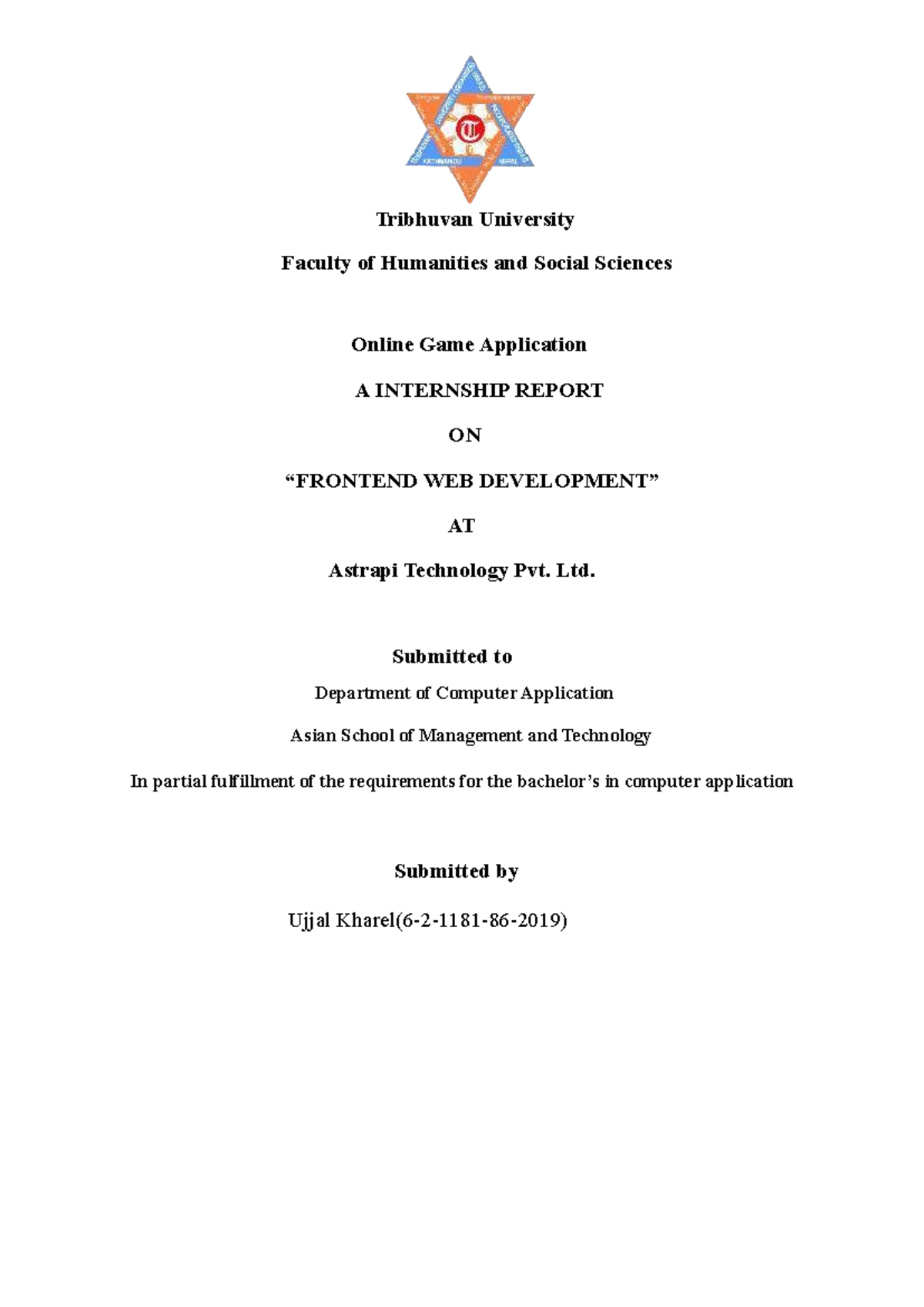 Final Report on Frontend Web Development Internship - BCA 6-2-1181-86 ...
