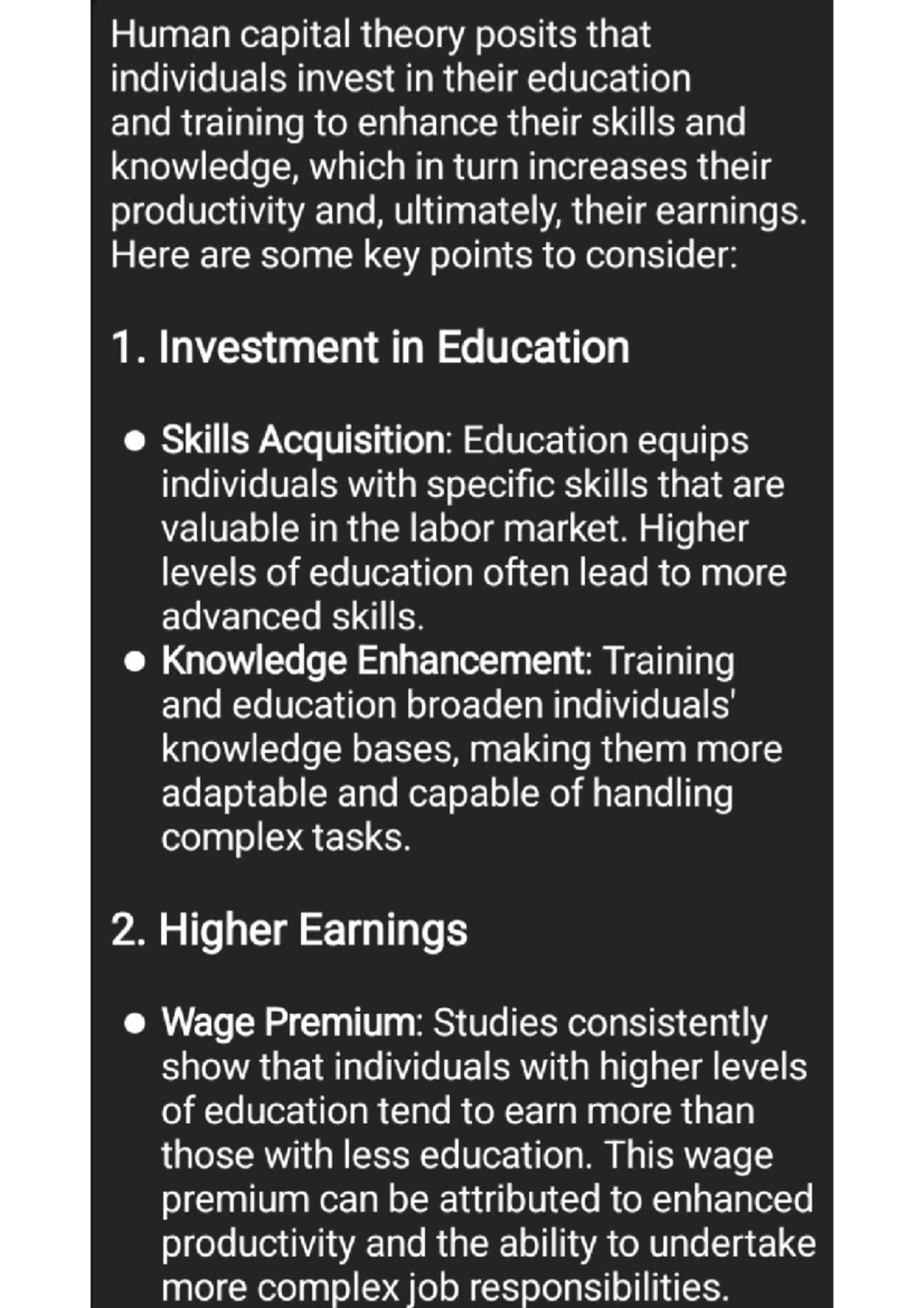 ECO323E - Human Capital Theory and Its Implications on Earnings - Studocu