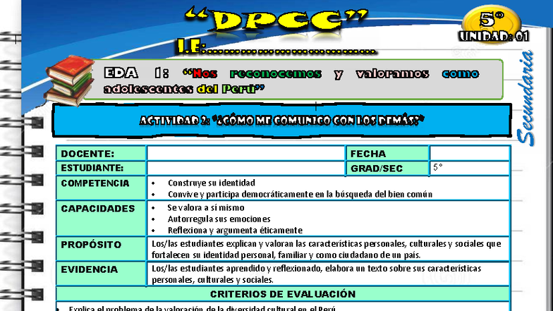 5° DPCC-ACTV.02-UNID 1-2023: Identidad y Comunicación en Secundaria ...