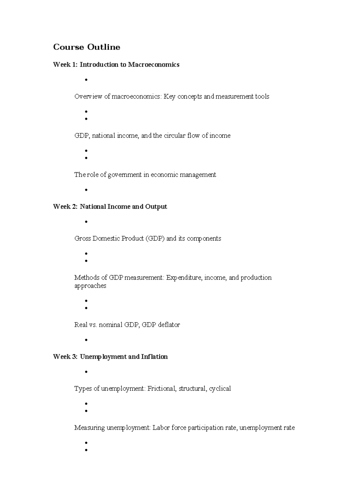 Macroeconomics Course Outline: Key Concepts & Exam Prep (ECON 101 ...