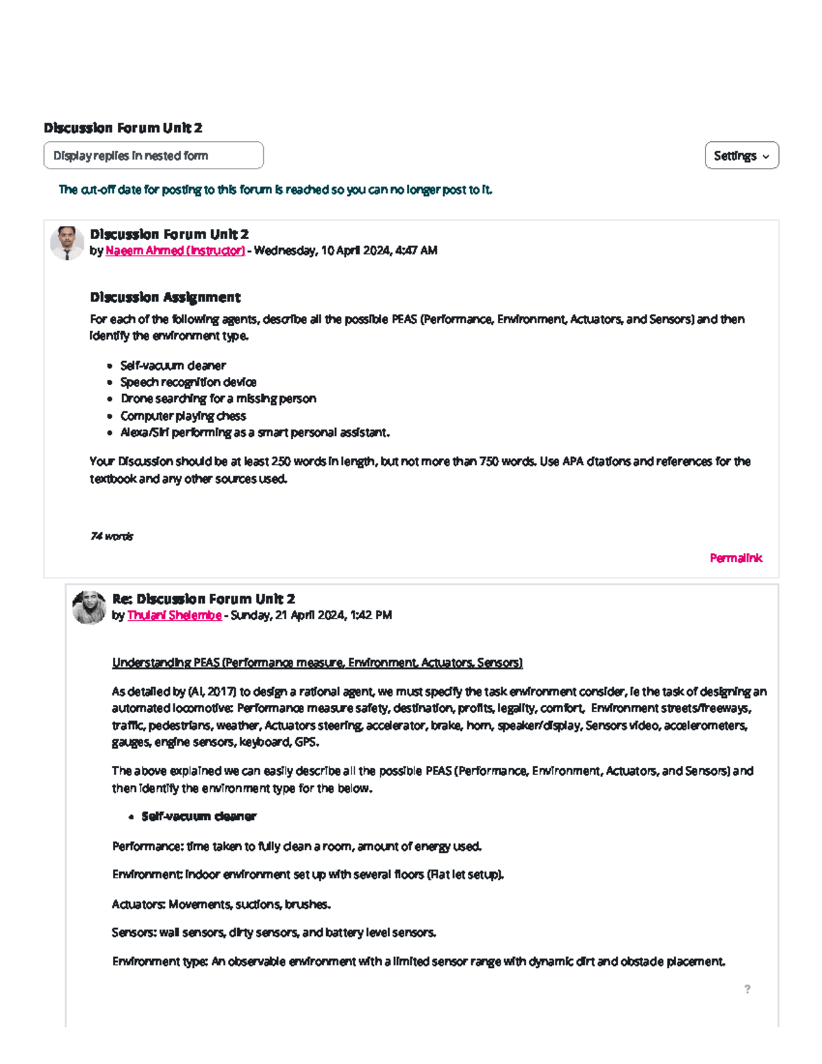 CS 4408 Discussion Forum Unit 2 Contributions on AI - Studocu