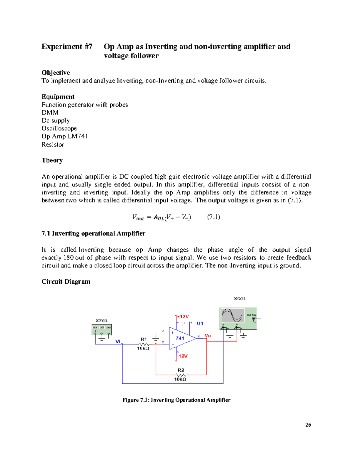 Op Amp Lab Manual (Lab 7) - Inverting & Non-Inverting Amplifiers - Studocu