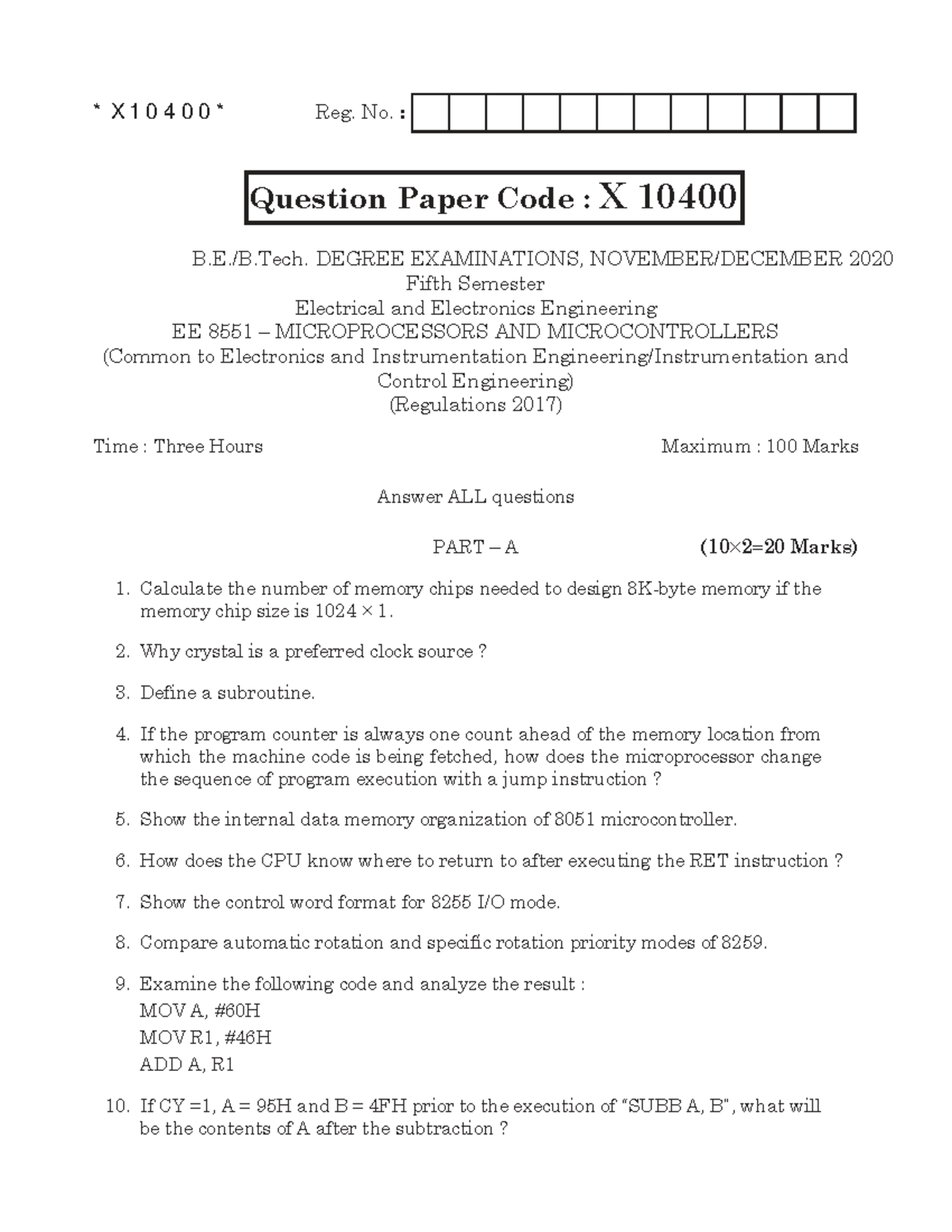 ND-2020-EE8551 - Microprocessors & Microcontrollers Exam Questions ...