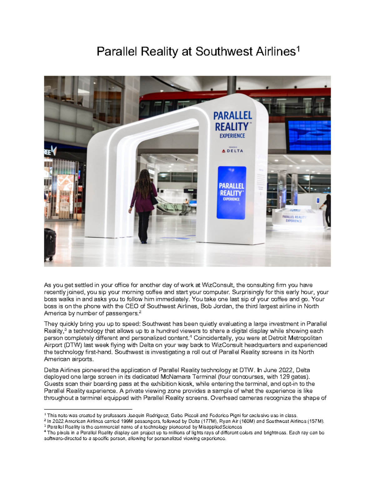 Minicase: Exploring Parallel Reality at Southwest Airlines - Studocu