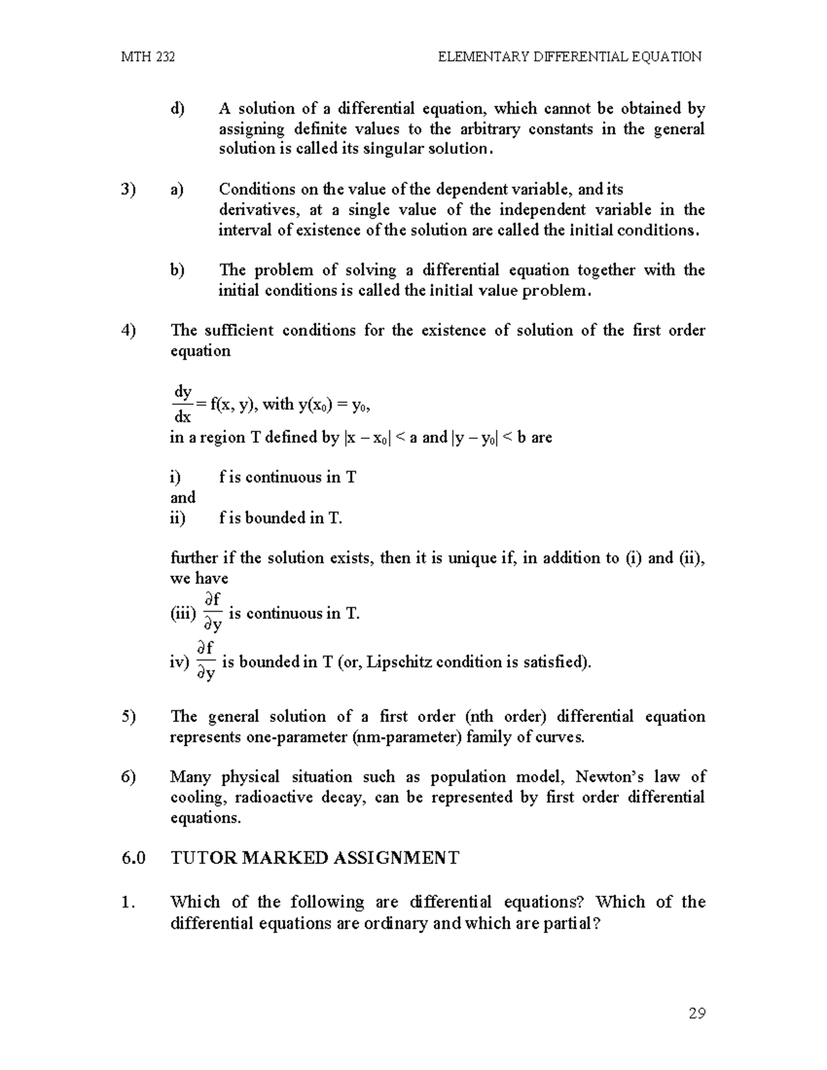 MTH 232 Final Exam Notes: Elementary Differential Equations - Studocu