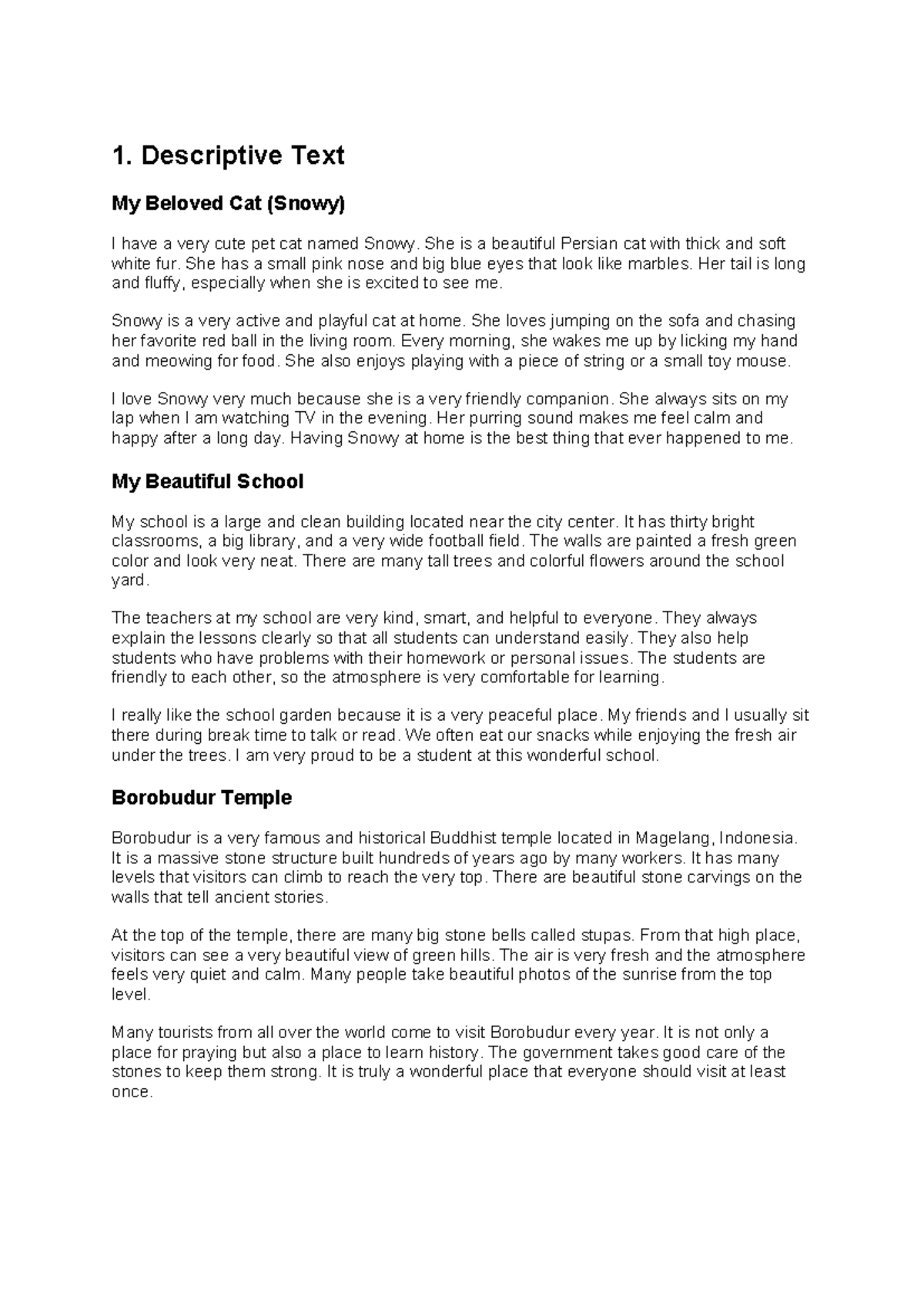 Inggris - Descriptive, Procedure, Narrative, and Report Texts - Studocu