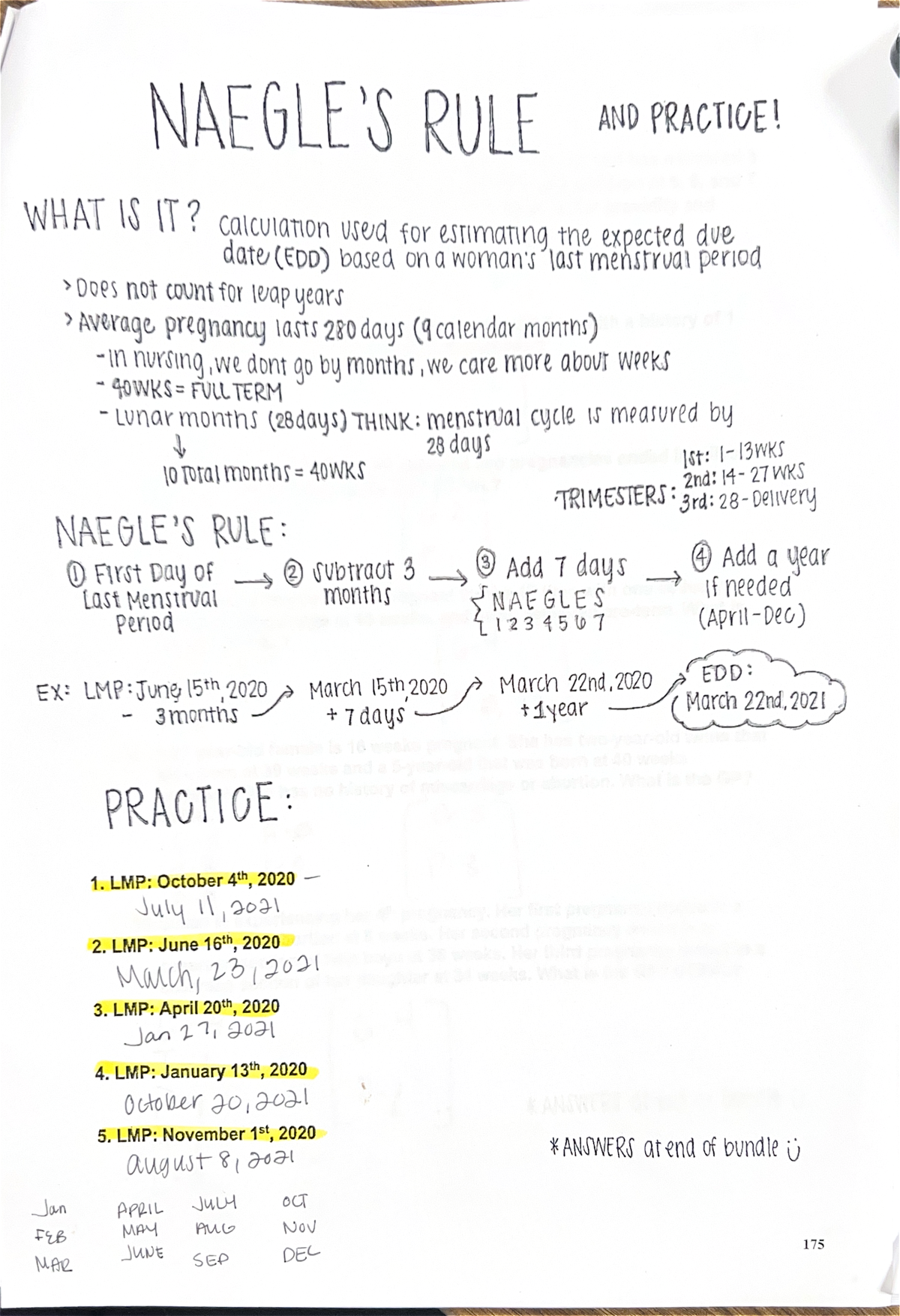 Naegle's Rule: Estimating Expected Due Date (EDD) for Pregnancy - Studocu