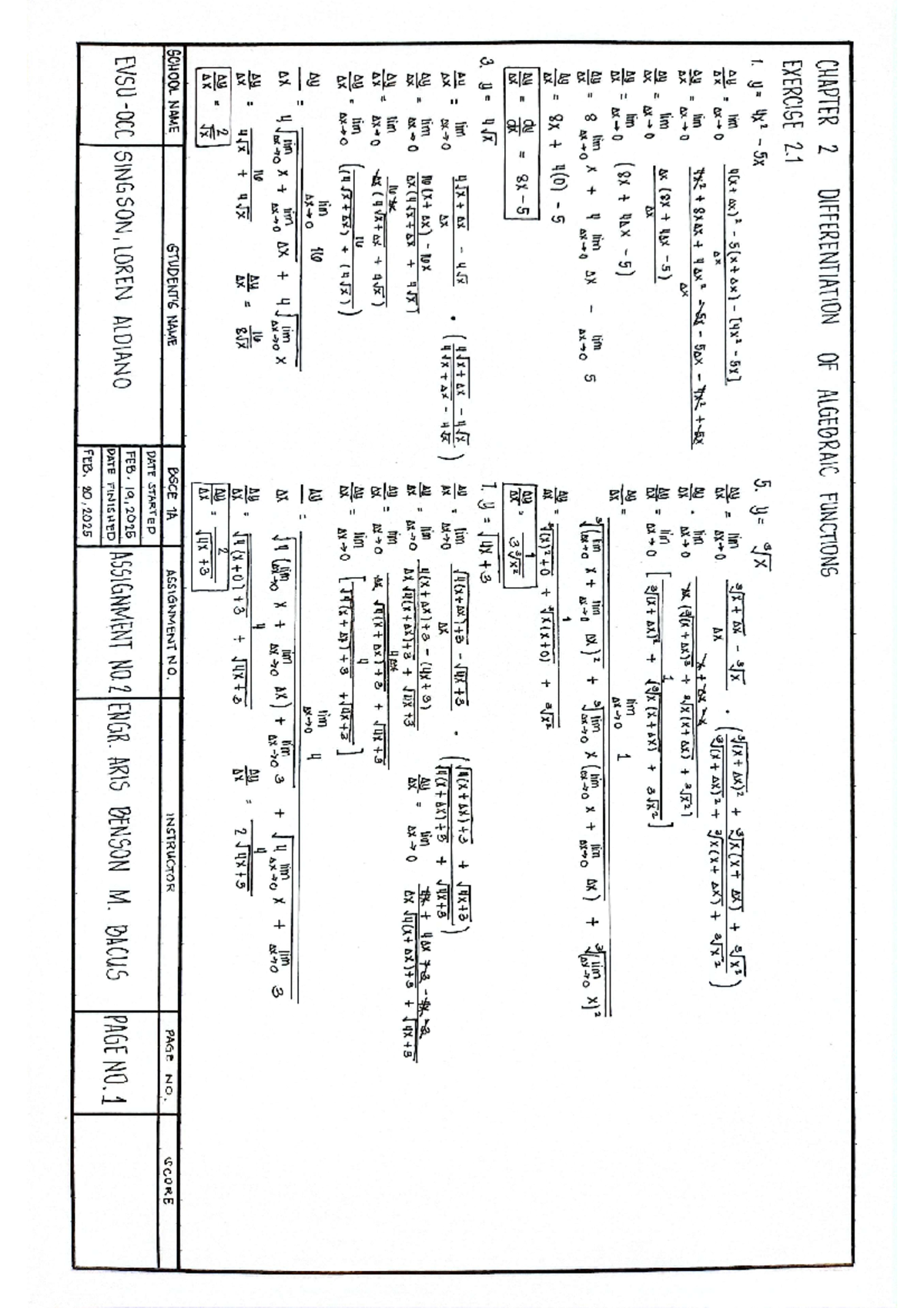 Differential calculus - CHAPTER 2 DIFFERENTIATION OF ALGEBRAIC ...