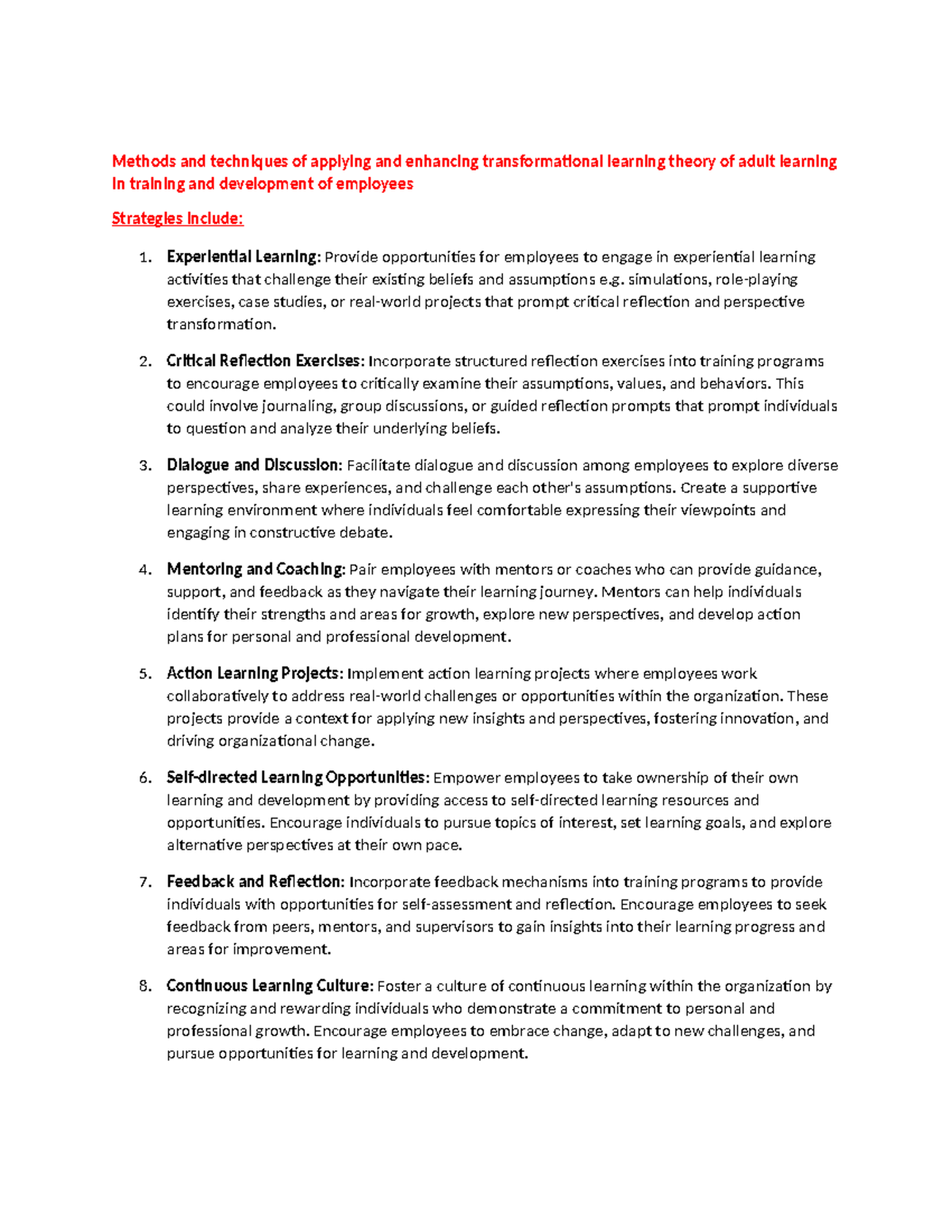 Transformational Learning Theory in Employee Training Strategies ...