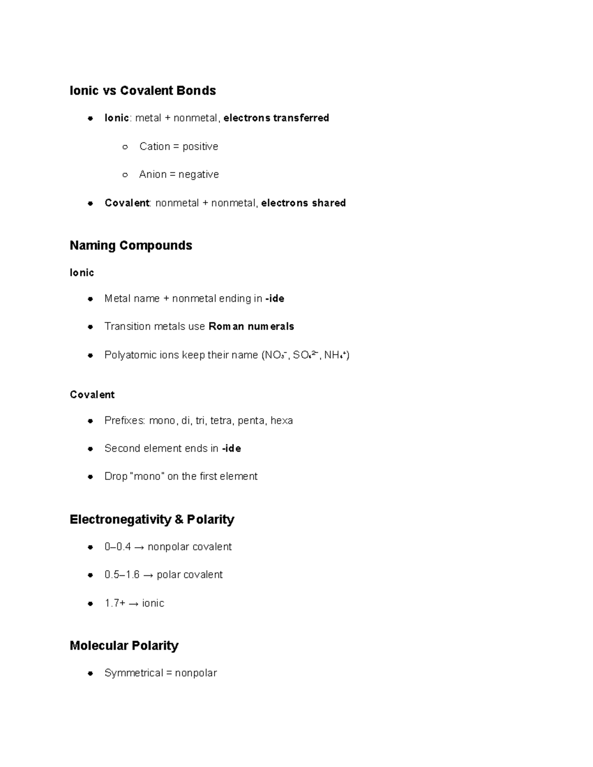 Chemistry Lecture Notes: Ionic & Covalent Bonds - Studocu