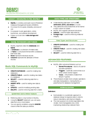 Database Management System - DBMS - Studocu