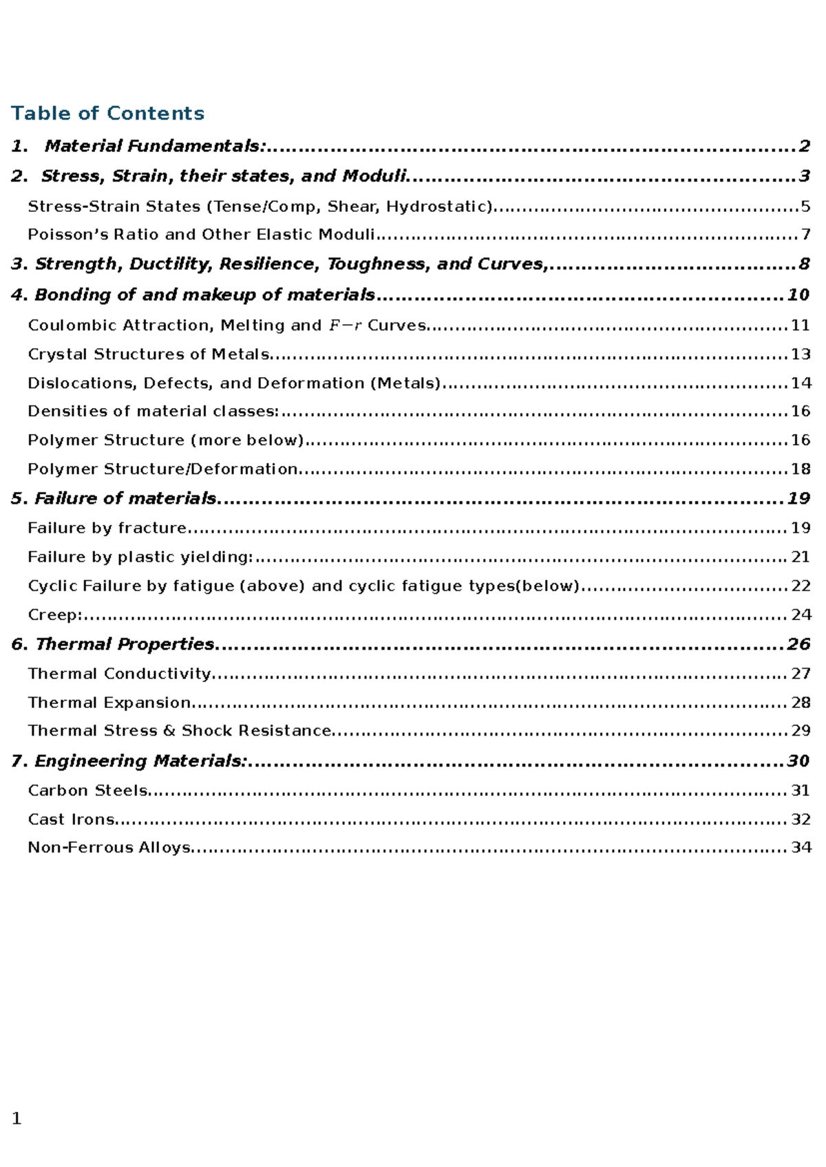ENSC1004 Open Book Exam Notes: Material Fundamentals & Properties - Studocu