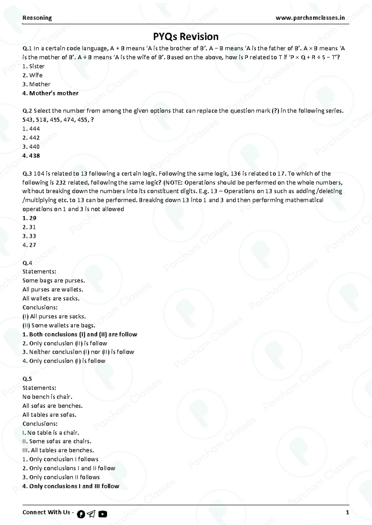 00702 SSC CGL & CHSL 2025 Reasoning PYQs Revision Notes - Studocu