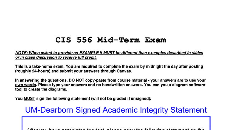Midterm Exam 556: Database Concepts and Management Overview - Studocu