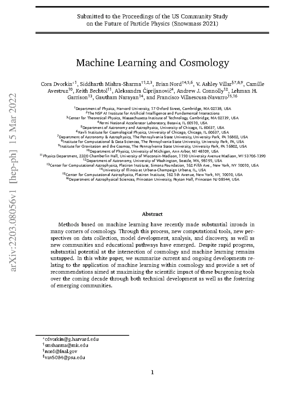 Astro2020 Thematic White Paper: Machine Learning in Cosmology - Studocu