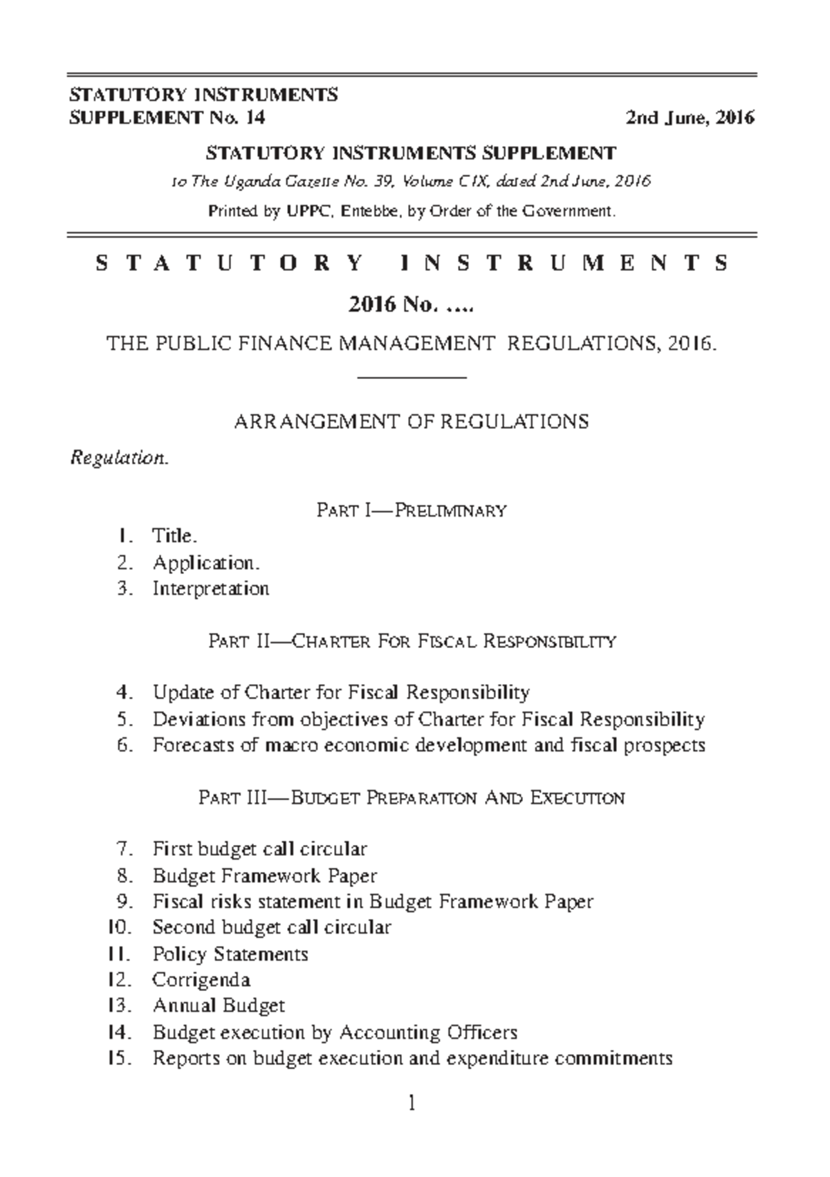 Public Finance Management Regulations 2016 - Statutory Instruments ...