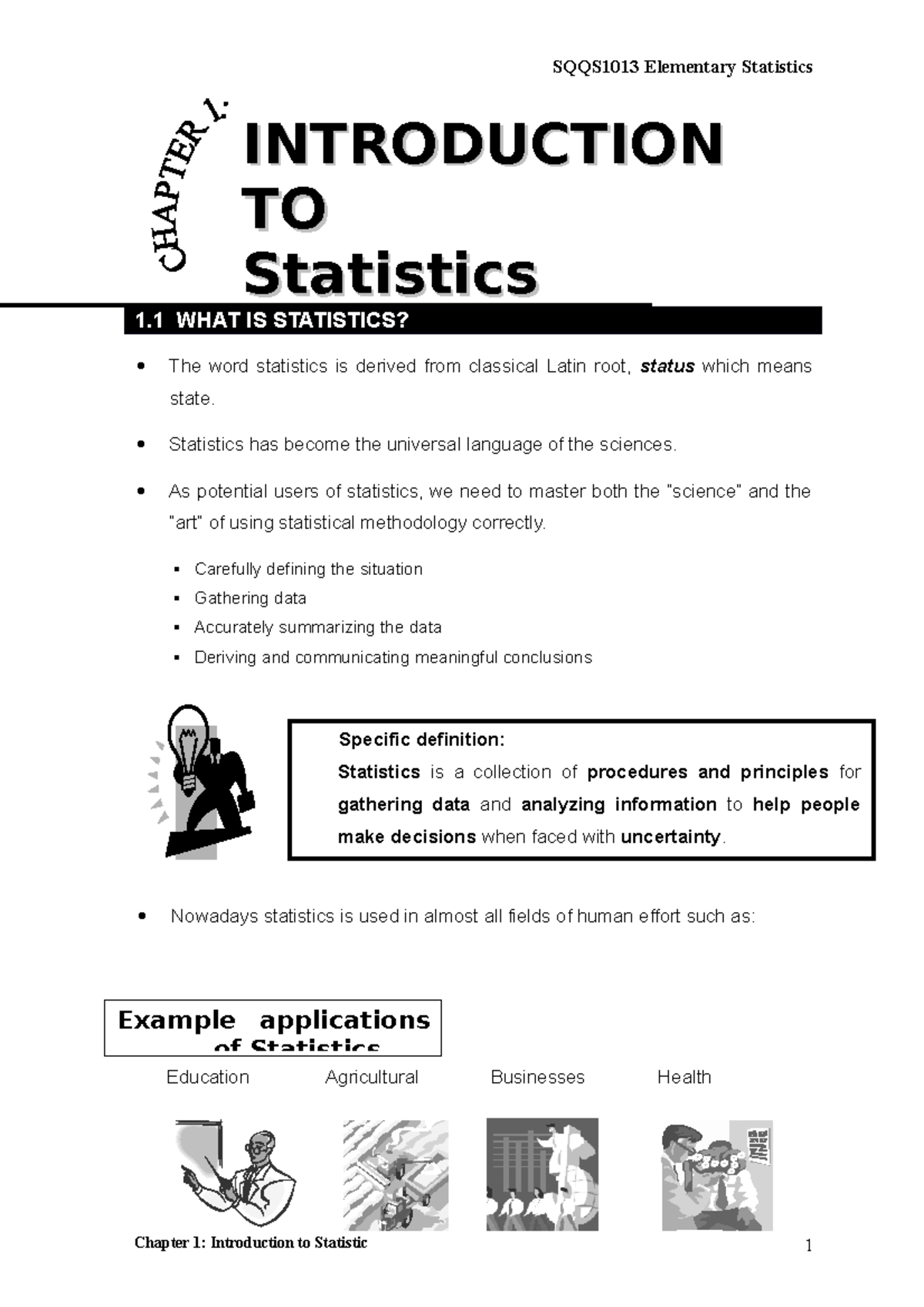 SQQS1013-CHP01 introduction for new student - STATISTIC FOR SOCIAL ...