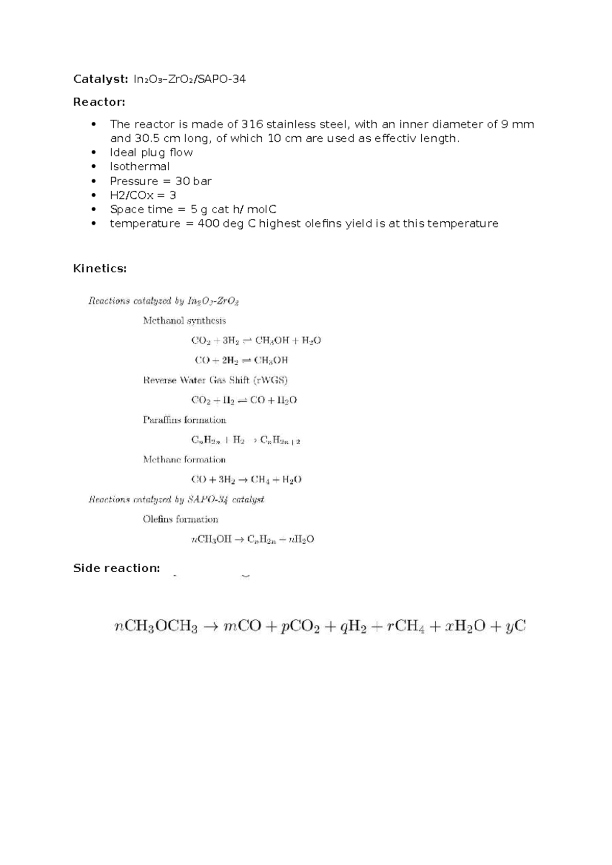 MTO: Catalyst Reactor Design and Kinetics Analysis - Studeersnel