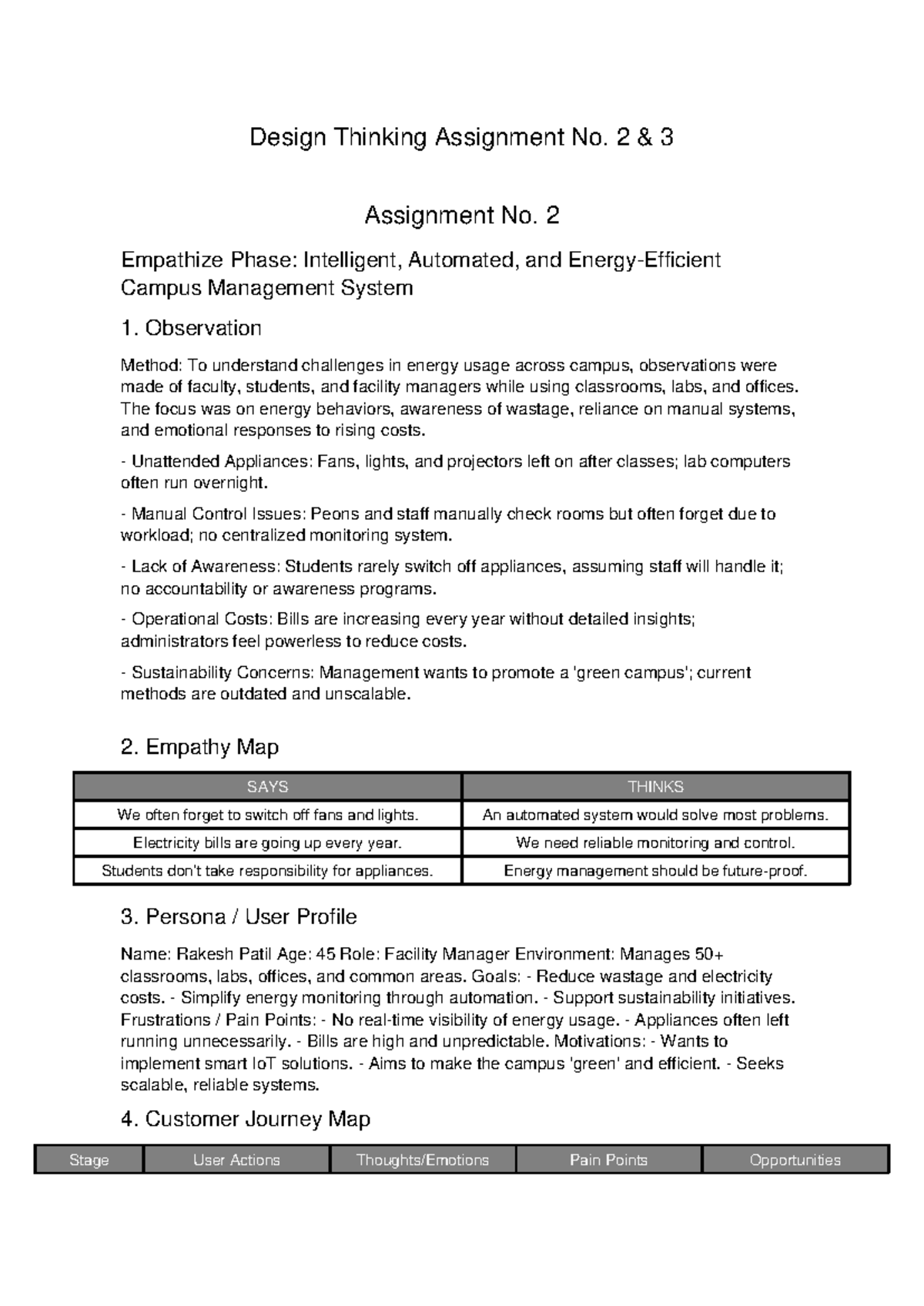 DT Assignment 2: Empathize Phase for Smart Energy Management - Studocu