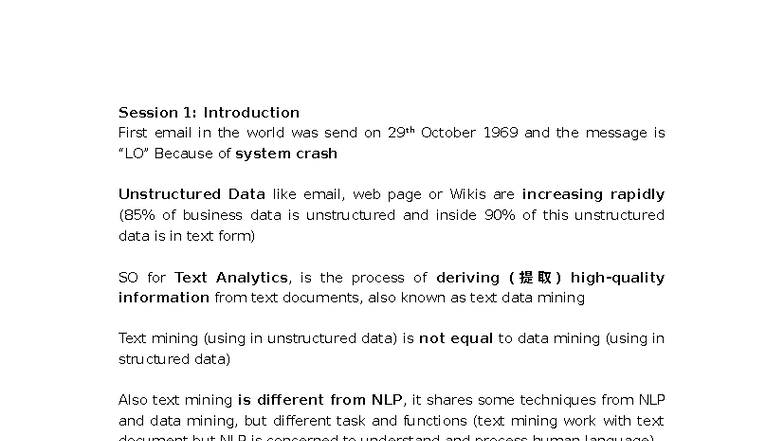 Session 1: Introduction to Text Mining and Analytics - Studocu