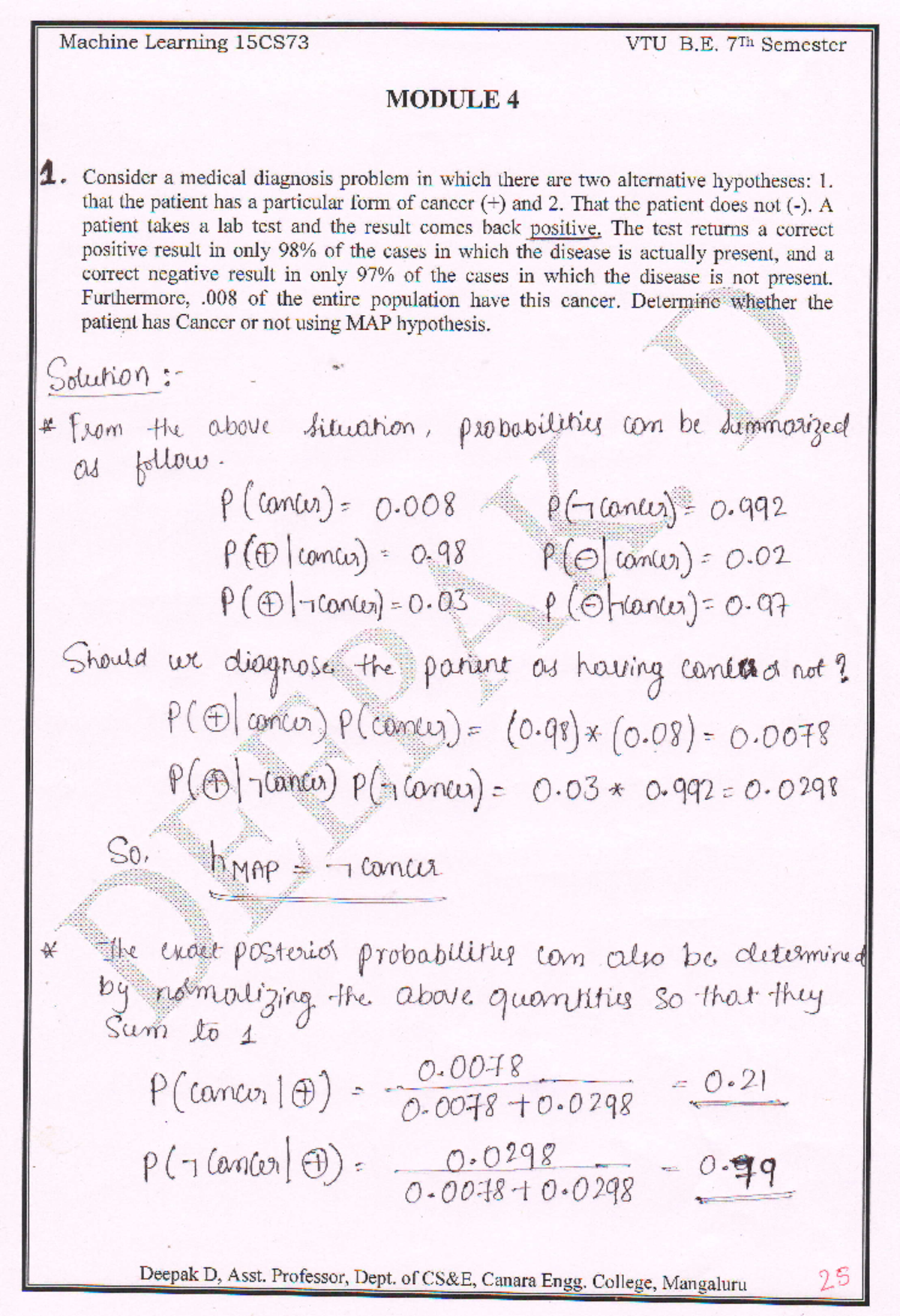 Module 4 Problems and Solutions in Machine Learning (5CS73) - Studocu