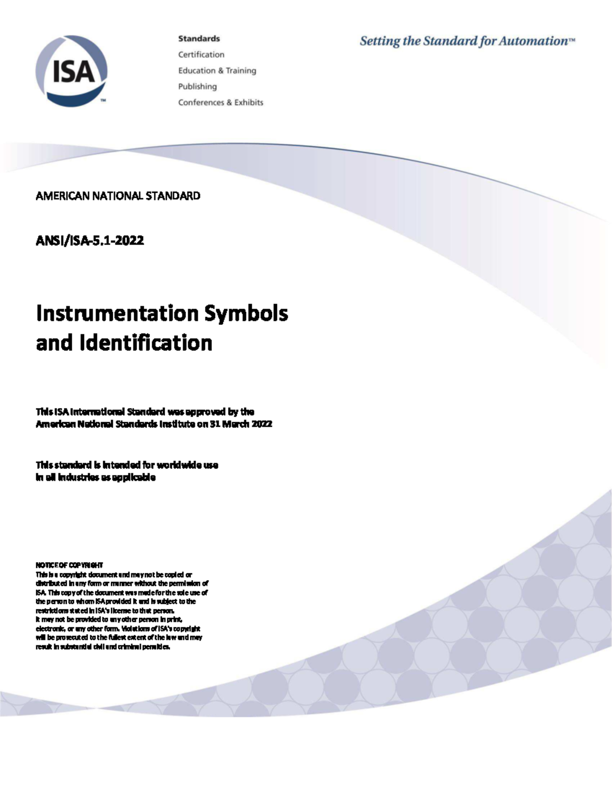 ISA 5.1 (2022) - Standards for Industrial Symbolization and ...