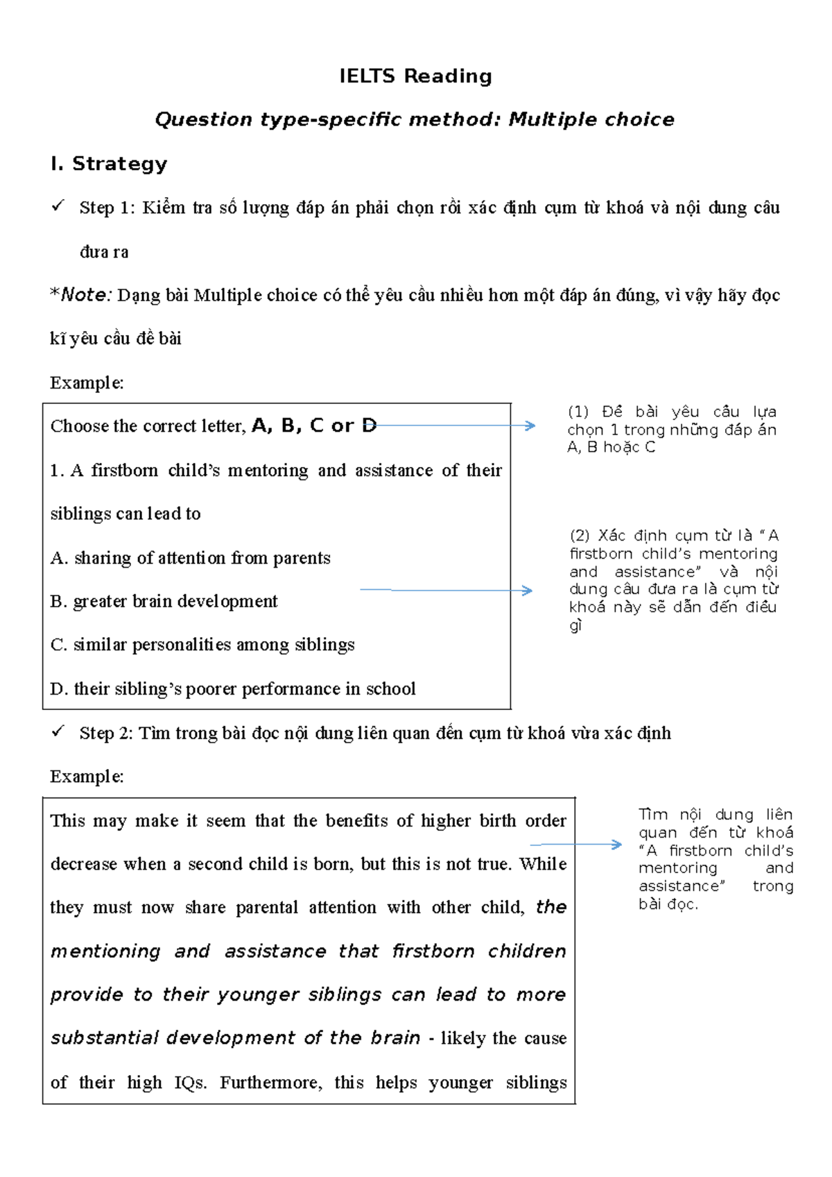 IELTS Reading Strategies: Mastering Multiple Choice Questions - Studocu