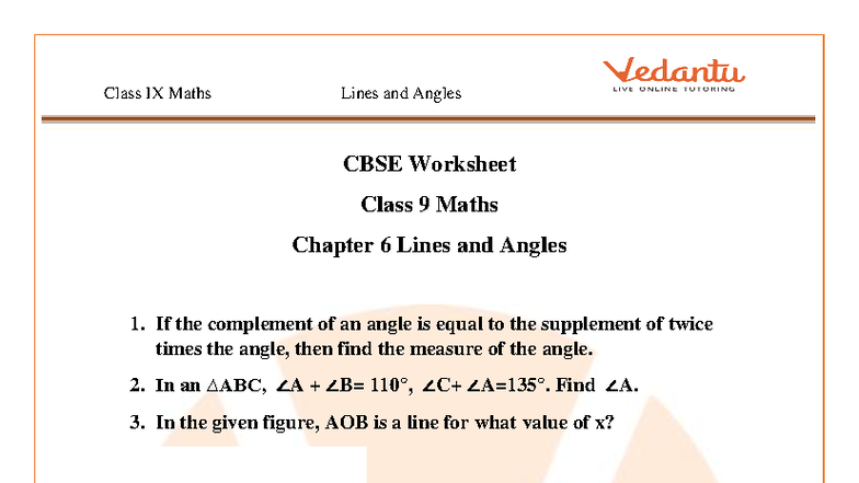 Class IX Maths Lines and Angles CBSE Worksheets Compilation - Studocu