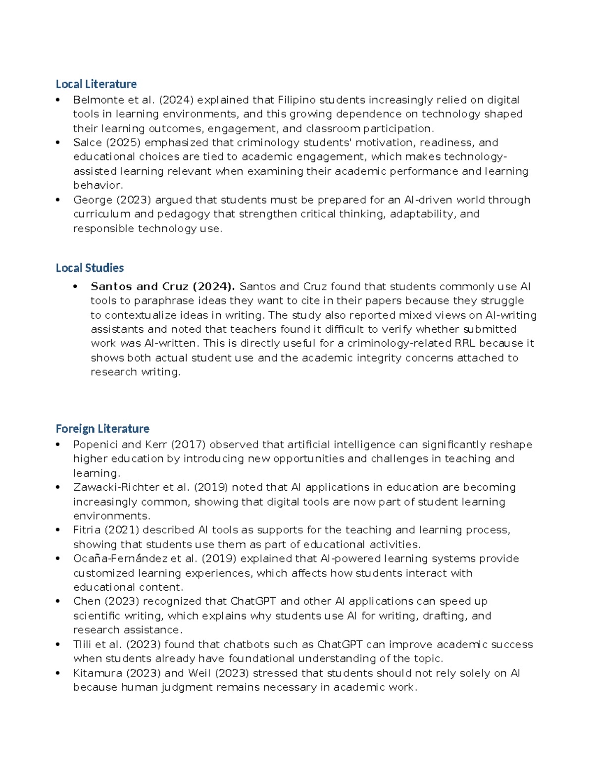 RRL: The Impact of AI Tools on Student Learning and Academic Integrity ...