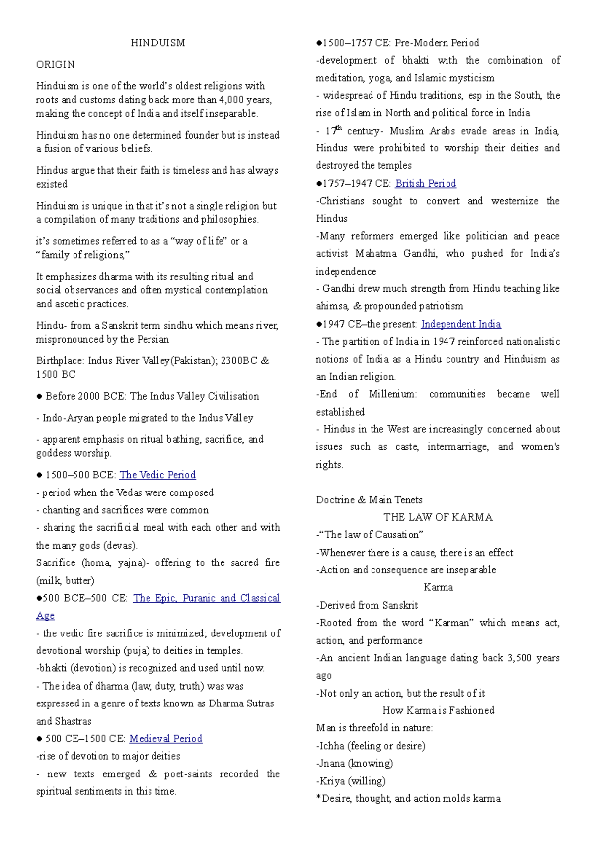HIND 101: Comprehensive Notes on Hinduism and Its Foundations - Studocu