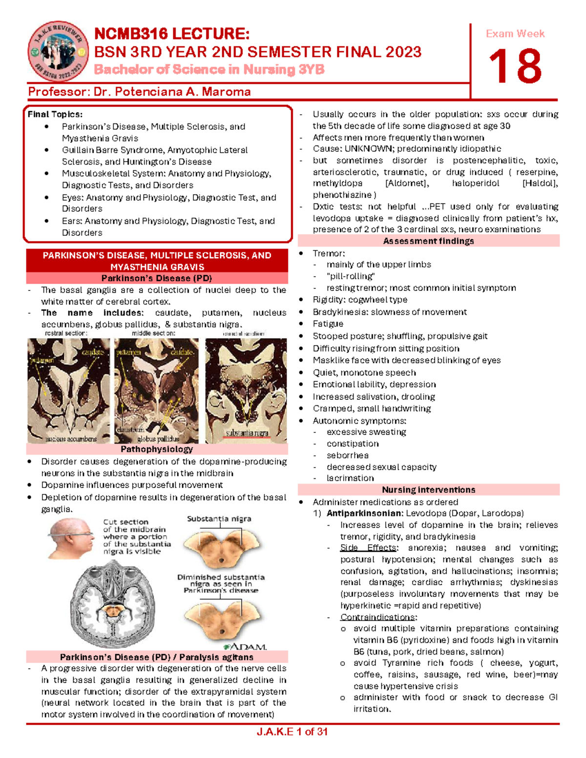NCMB316 LECTURE: BSN 3RD YEAR 2ND SEMESTER FINAL 2023 - Key Topics on ...