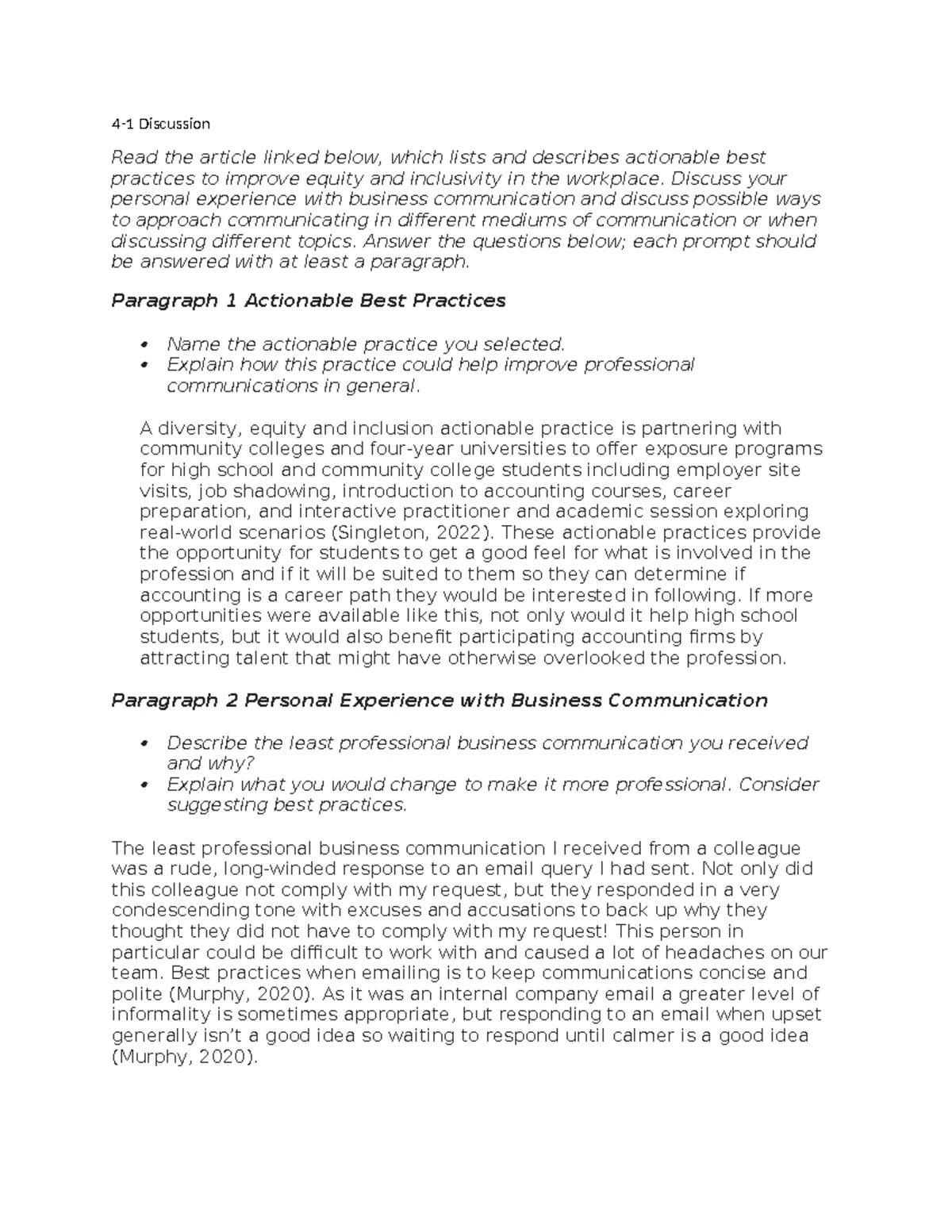 Module 1 Journal Reflection: Leadership Assessment in BUS 210 - Studocu
